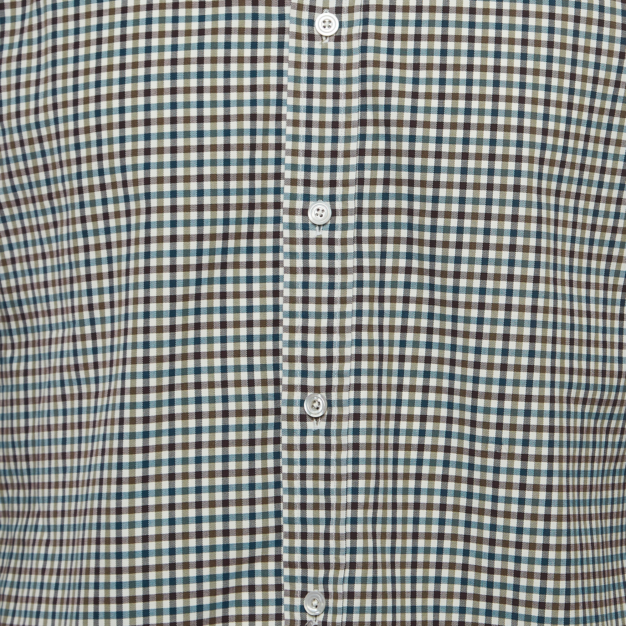 Tom Ford Multicolor Checked Cotton Button Front Shirt L
