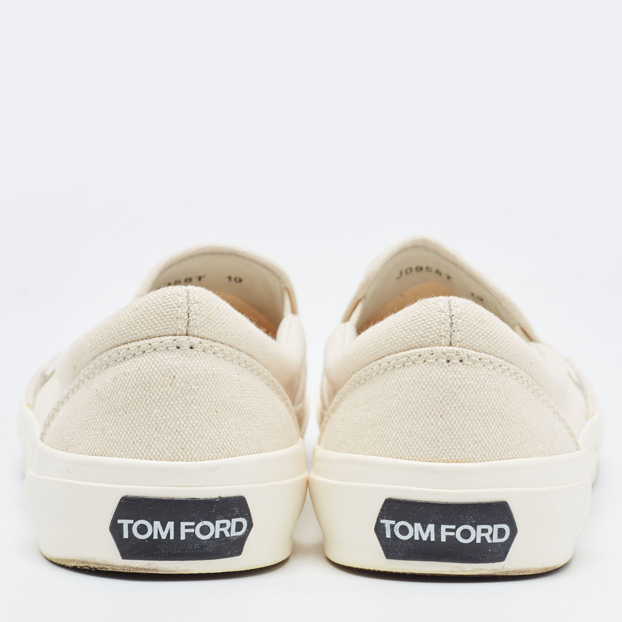 Tom Ford Off White Canvas Low Top Sneakers  Size 43