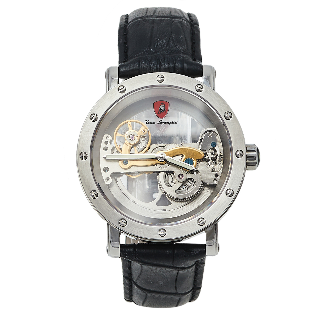 Tonino Lamborghini Stainless Steel & Leather Skeleton LS4490 Men's Wristwatch 44 mm