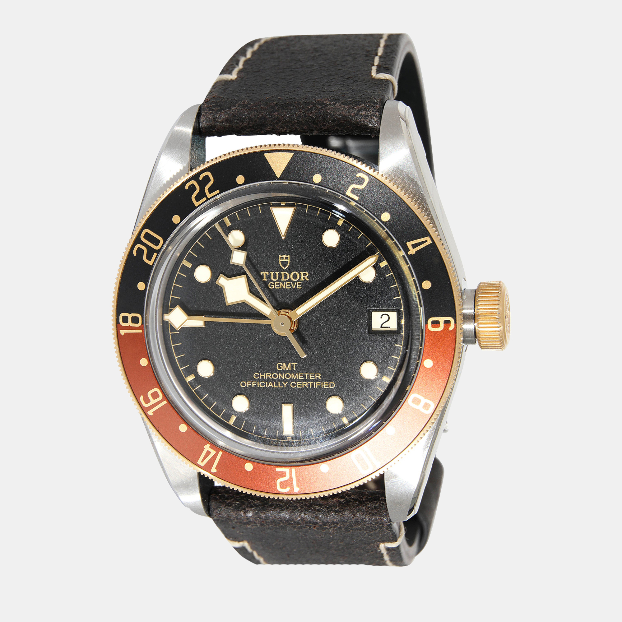 Tudor black stainless steel black bay 79833mn men's wristwatch 41 mm