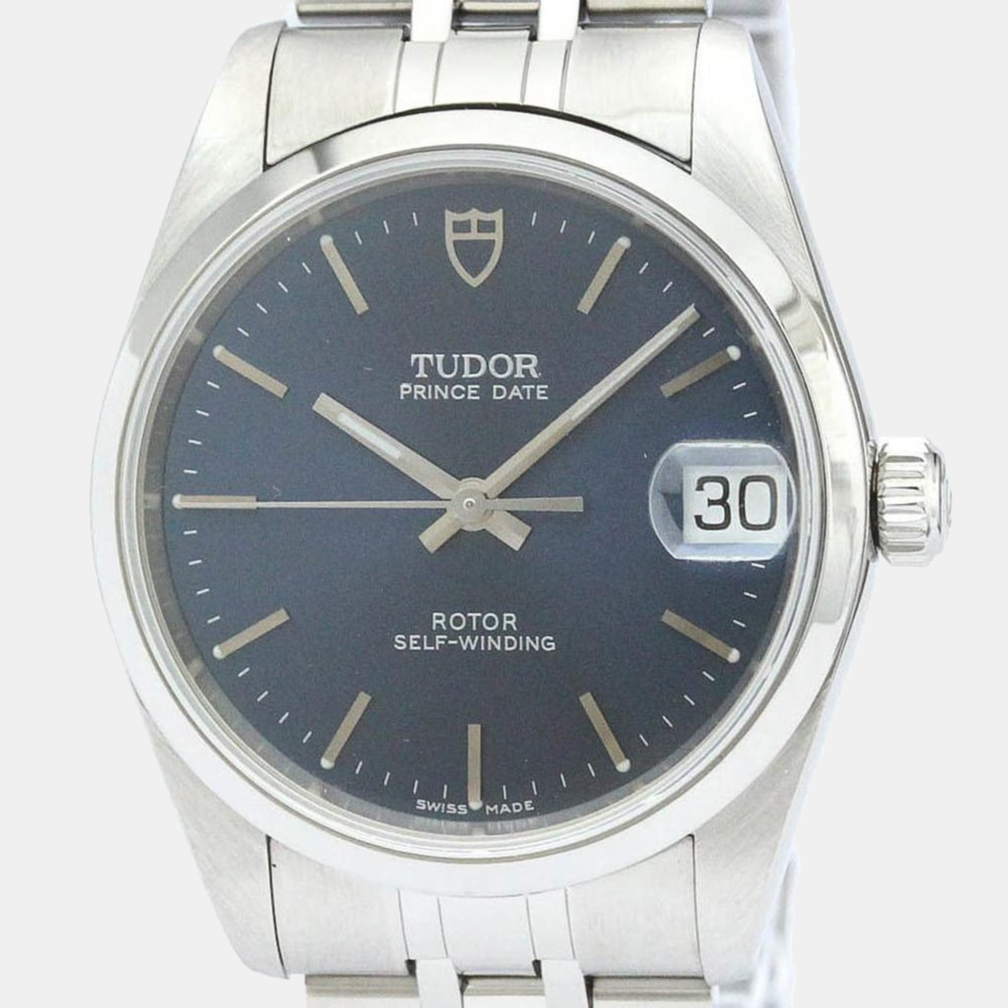 Tudor blue stainless steel prince date 72000 men's wristwatch 32 mm