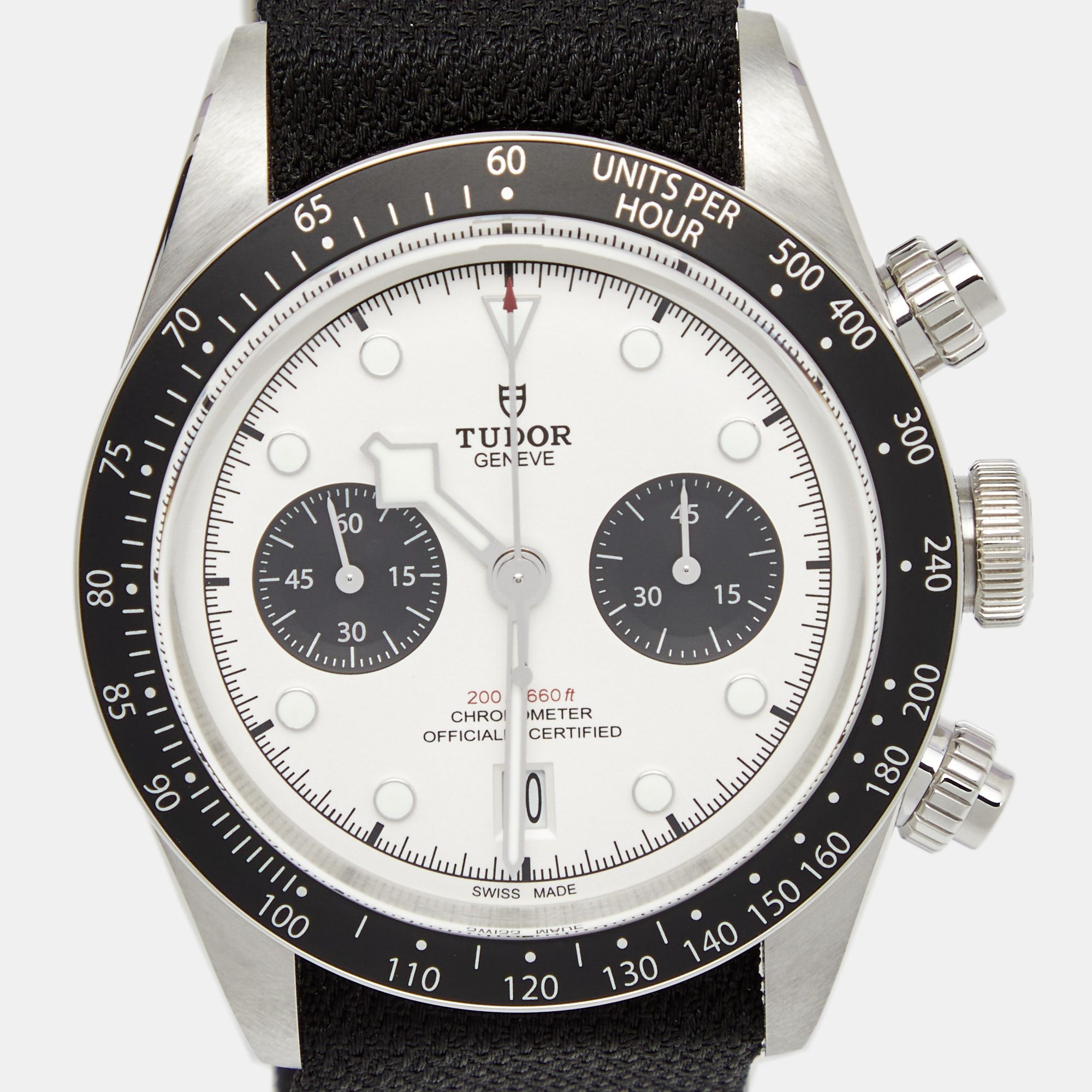 Tudor White Stainless Steel Fabric Black Bay 79360N Men's Wristwatch 41 Mm