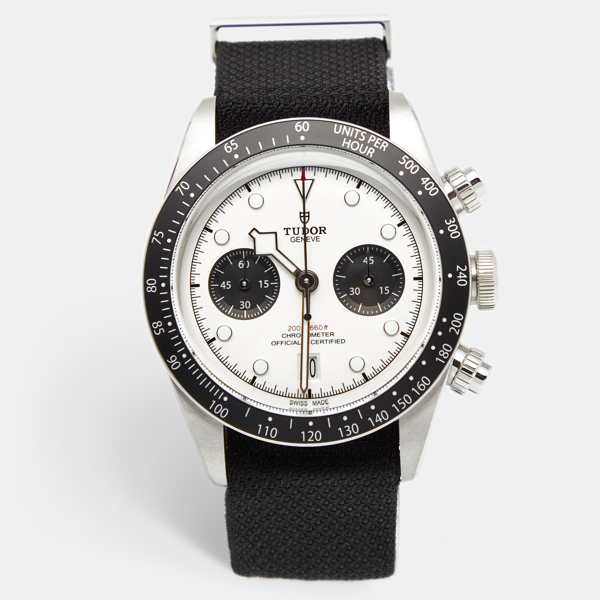 Tudor white stainless steel fabric black bay 79360n men's wristwatch 41 mm