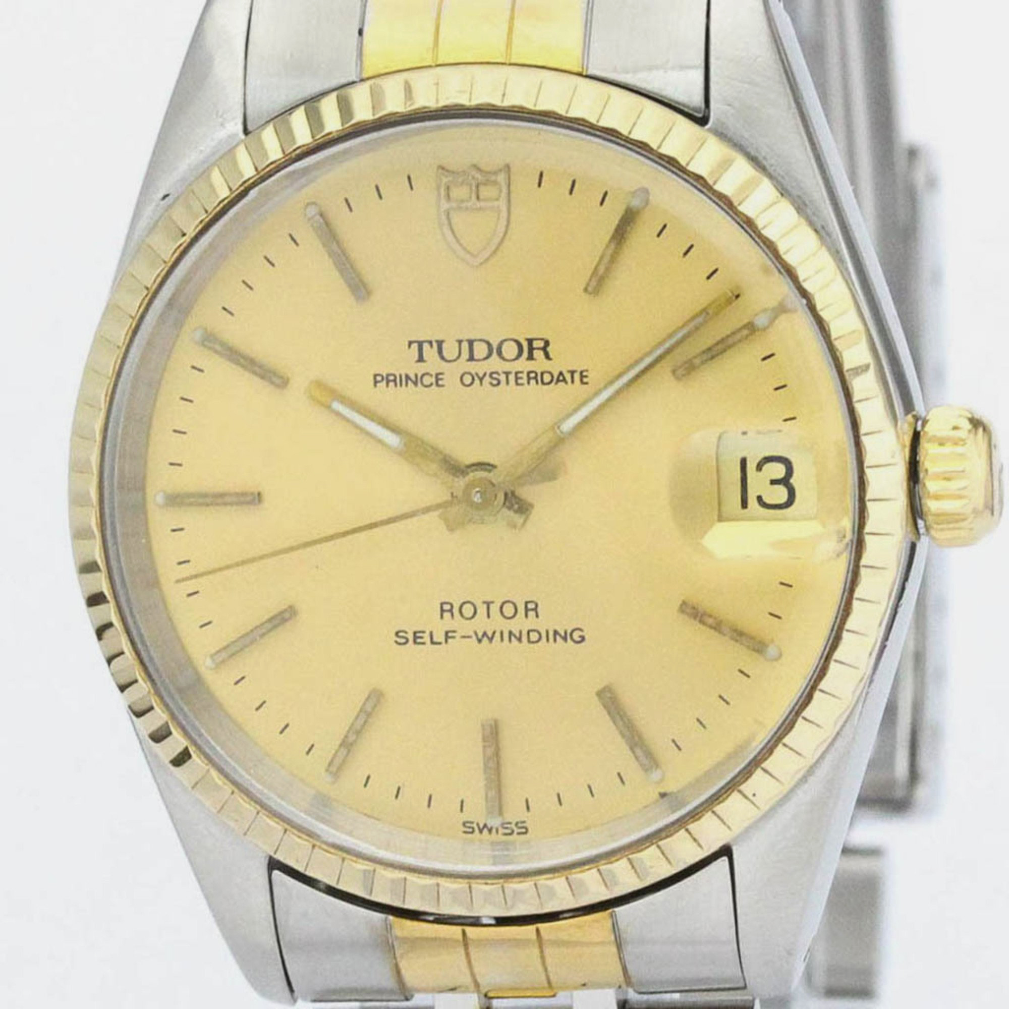 Tudor Gold 18k Yellow Gold And Stainless Steel Prince Oysterdate 75403 Automatic Men's Wristwatch 32 Mm