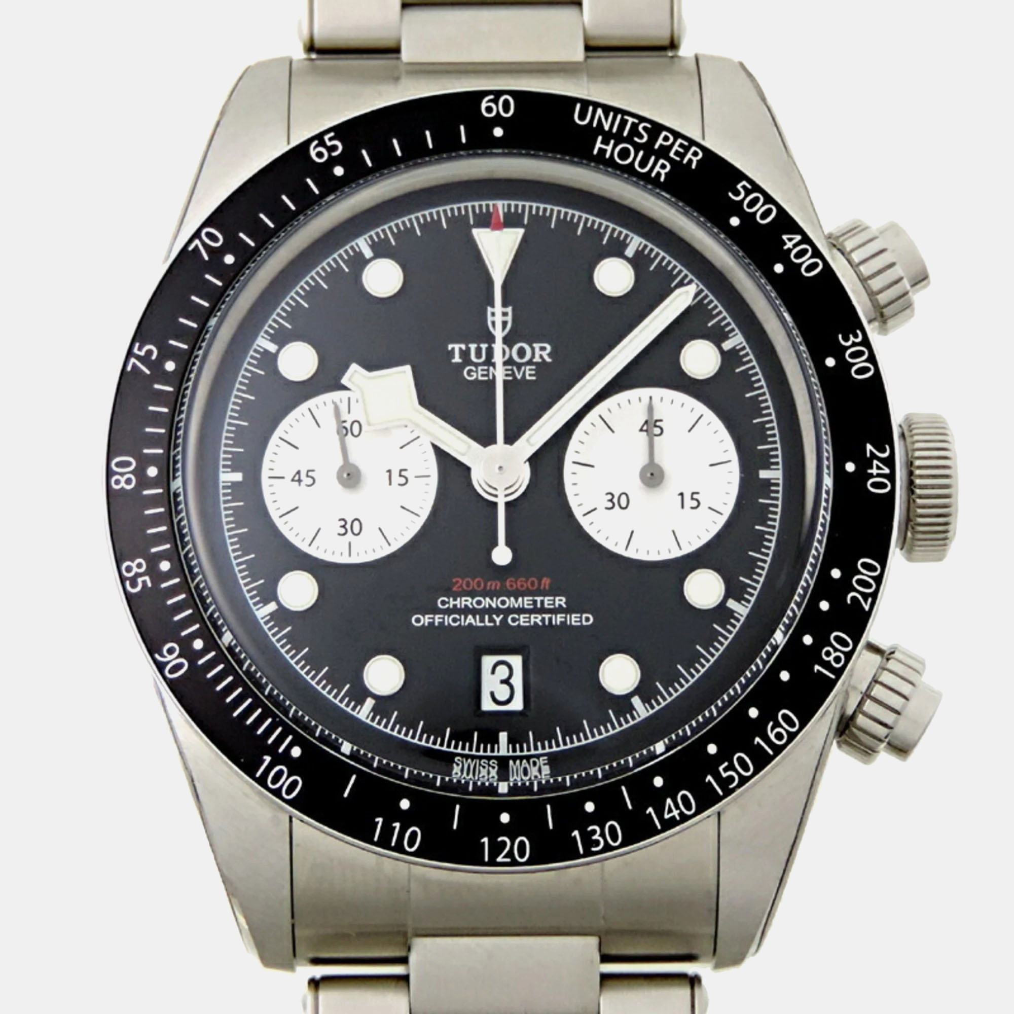 Tudor black stainless steel black bay chrono 79360n men's watch 42mm