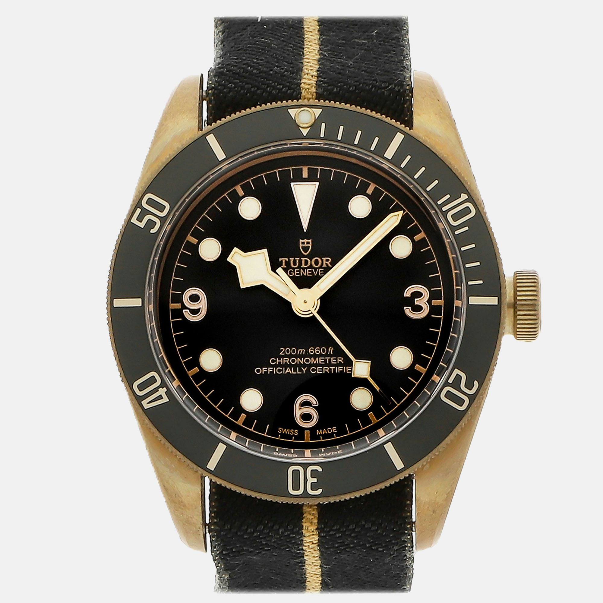 Tudor grey bronze black bay 79250ba automatic men's wristwatch 43 mm