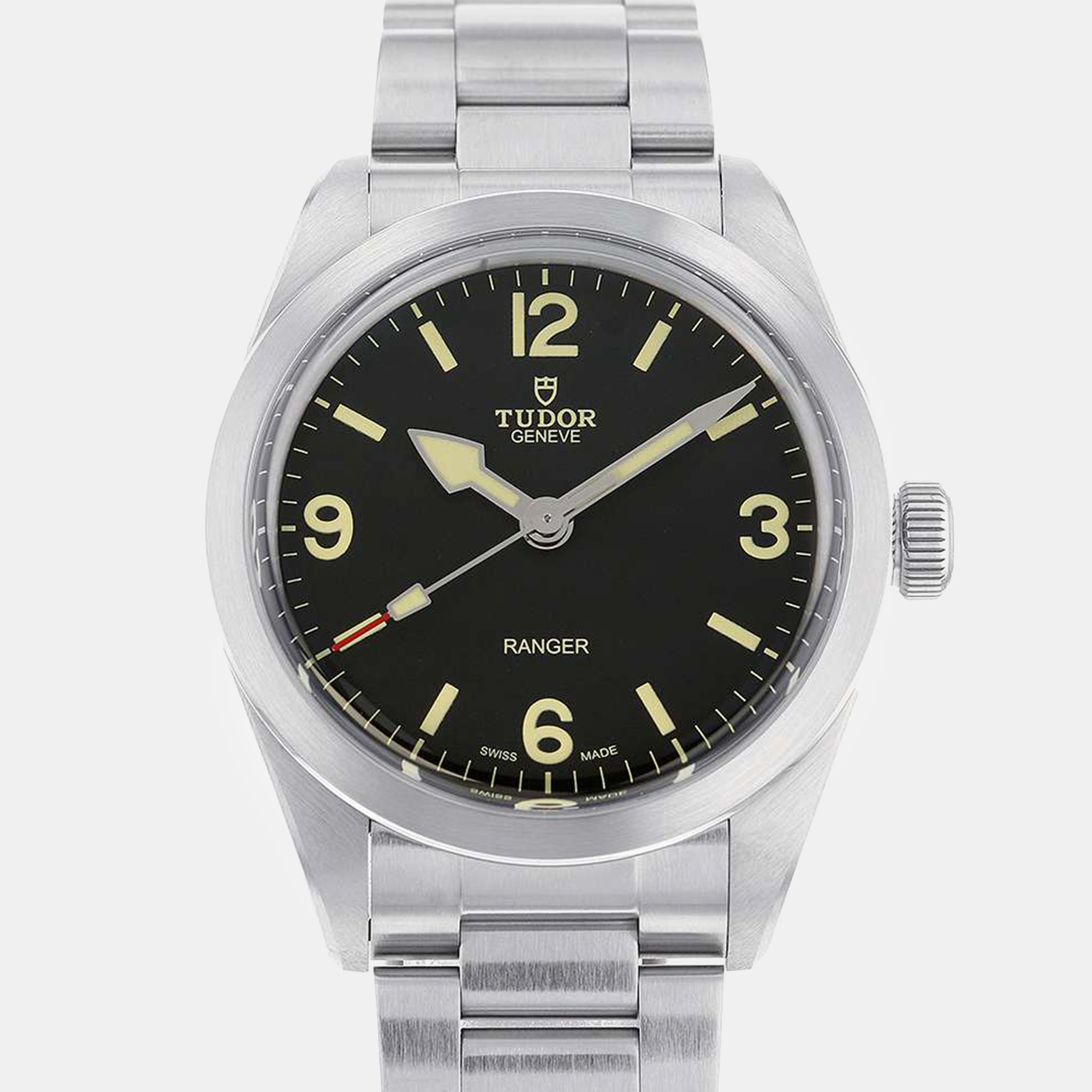 Tudor black stainless steel ranger m79950-0001 automatic men's wristwatch 39 mm