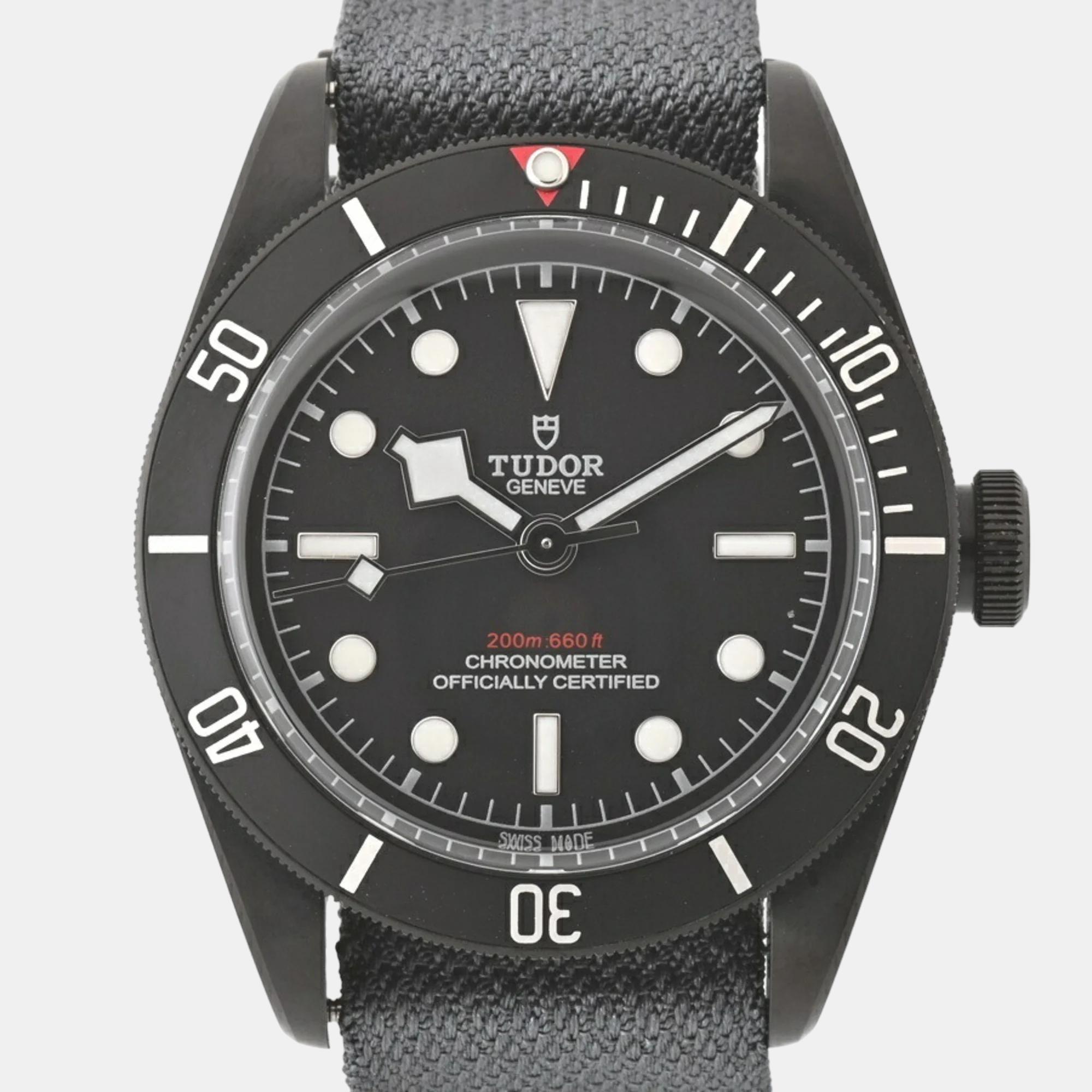Tudor black stainless steel heritage 79230dk automatic men's wristwatch 41 mm