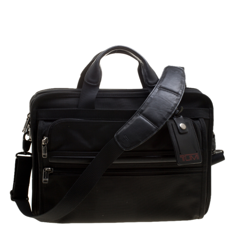 Tumi Black Nylon Expandable Portfolio Alpha Laptop Bag TUMI The