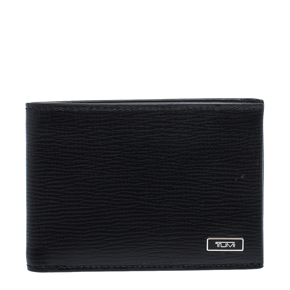 Image of Tumi Black Leather Slim Bifold Wallet