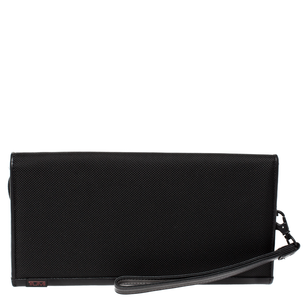 Image of TUMI Black Nylon Zip Around Travel Organizer Wallet