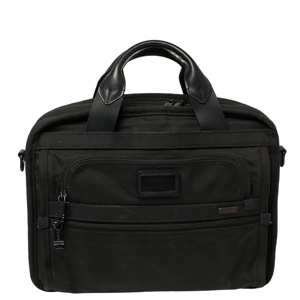 TUMI Black Nylon Alpha T-Pass Expandable Laptop Bag