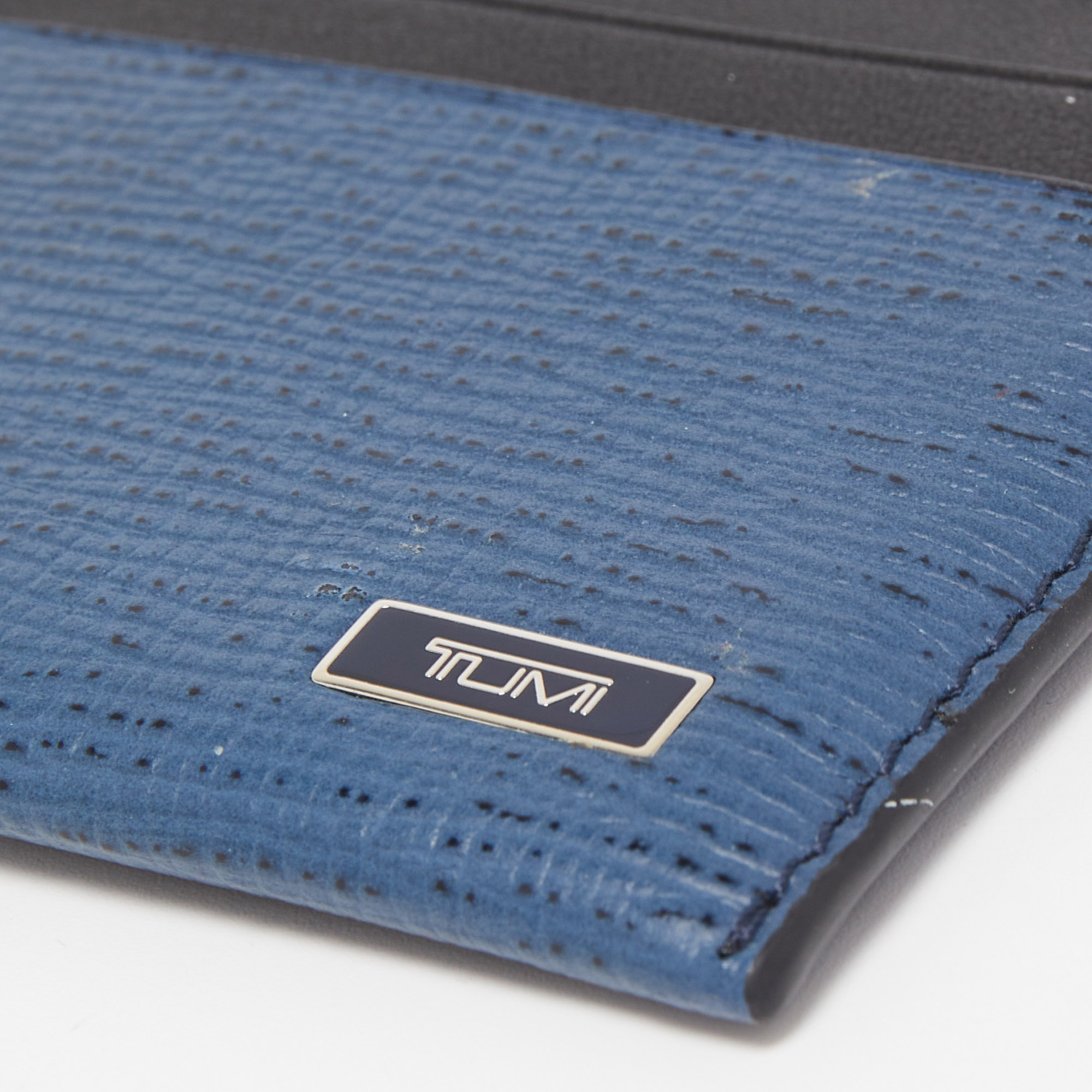 Tumi Blue/Black Leather Logo Card Holder