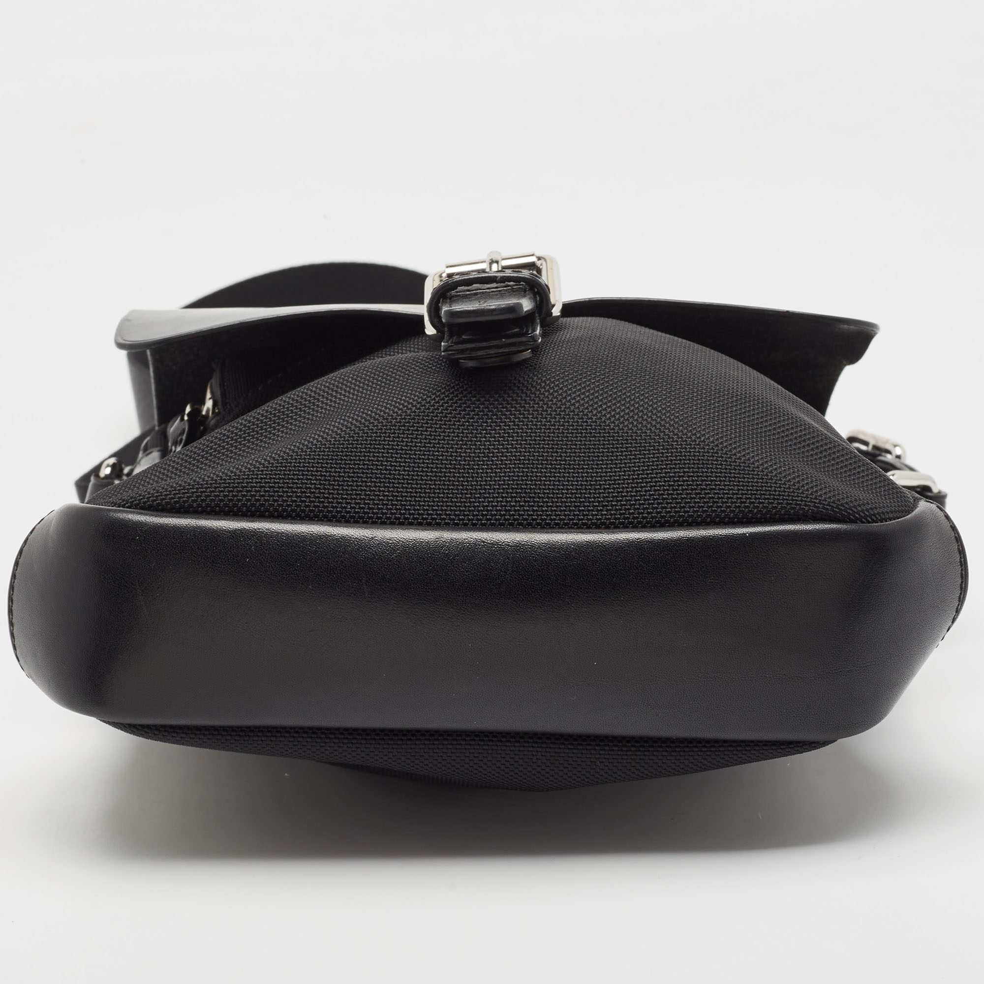 TUMI Black Leather And Nylon Crossbody Bag