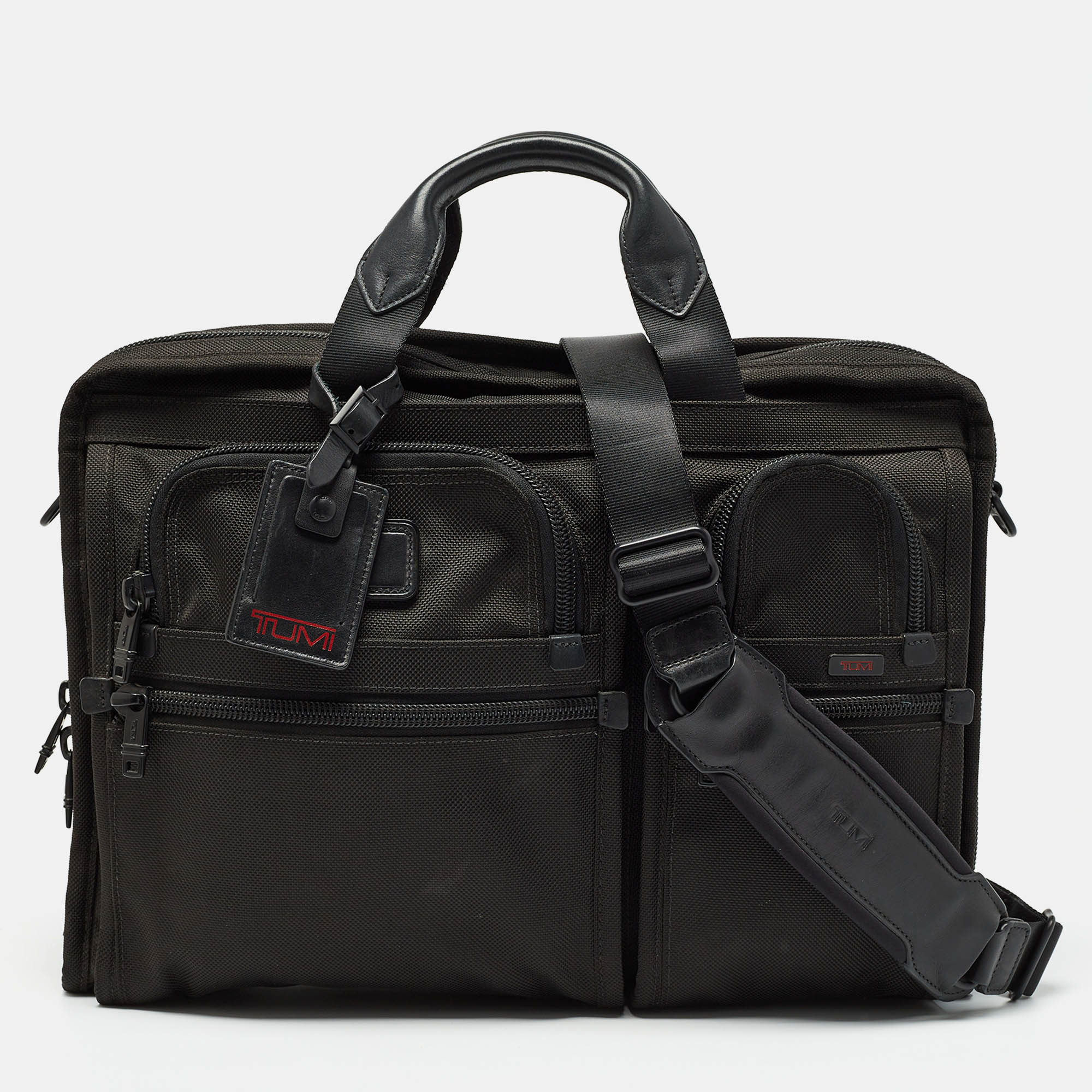 Tumi black nylon large alpha laptop case bag