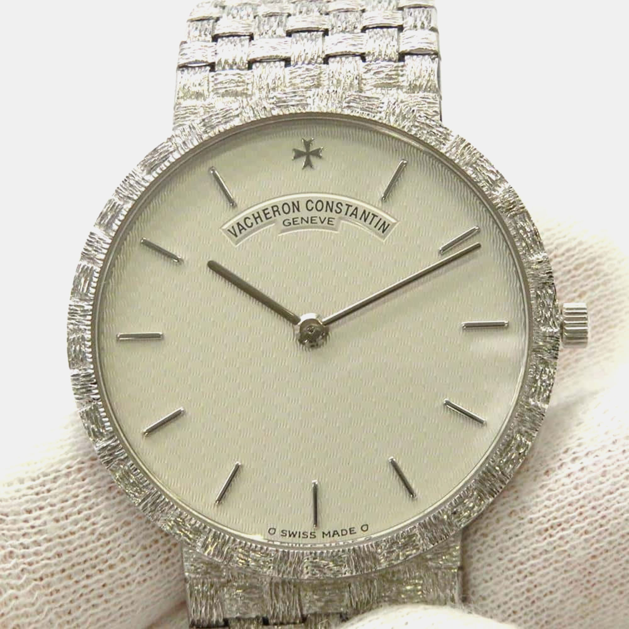 Vacheron Constantin Silver 18K White Gold Meshador 33093/206G Automatic Men's Wristwatch 31.5 Mm