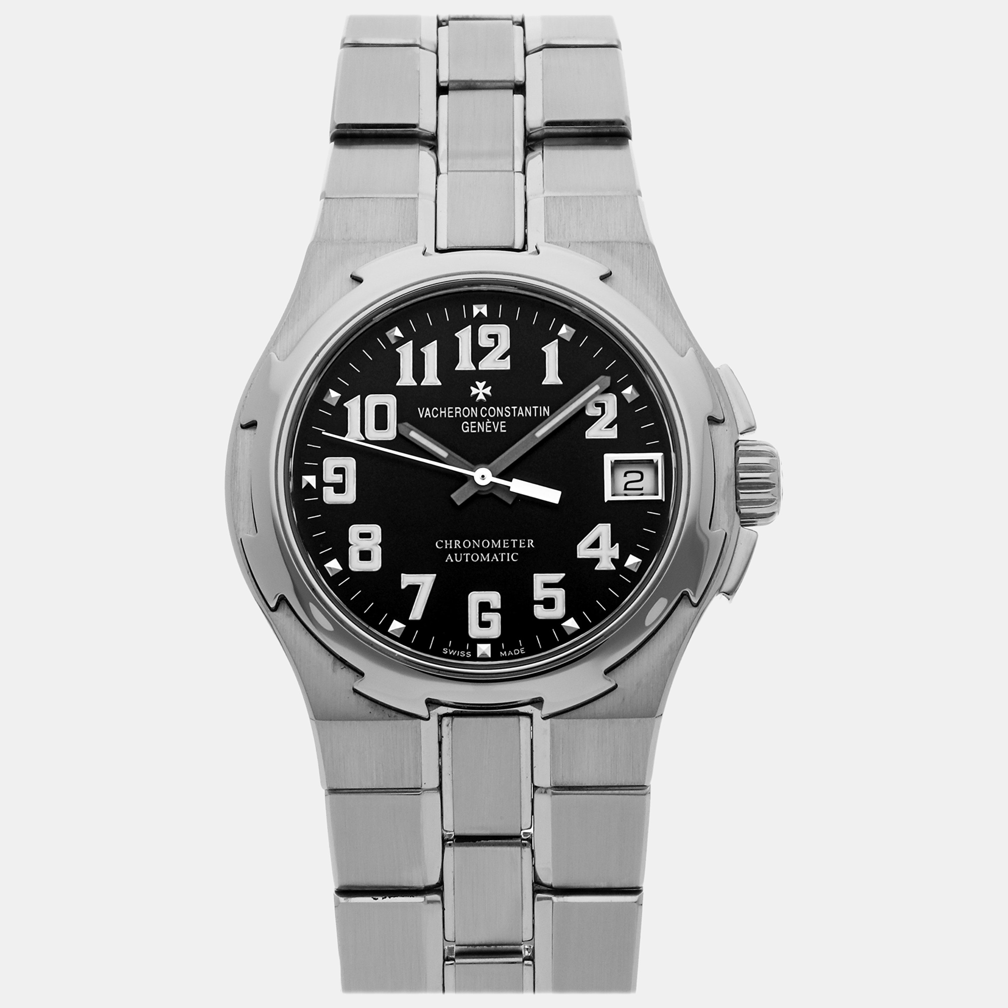 Vacheron constantin black stainless steel overseas 42052/423a-8876 automatic men's wristwatch 35 mm
