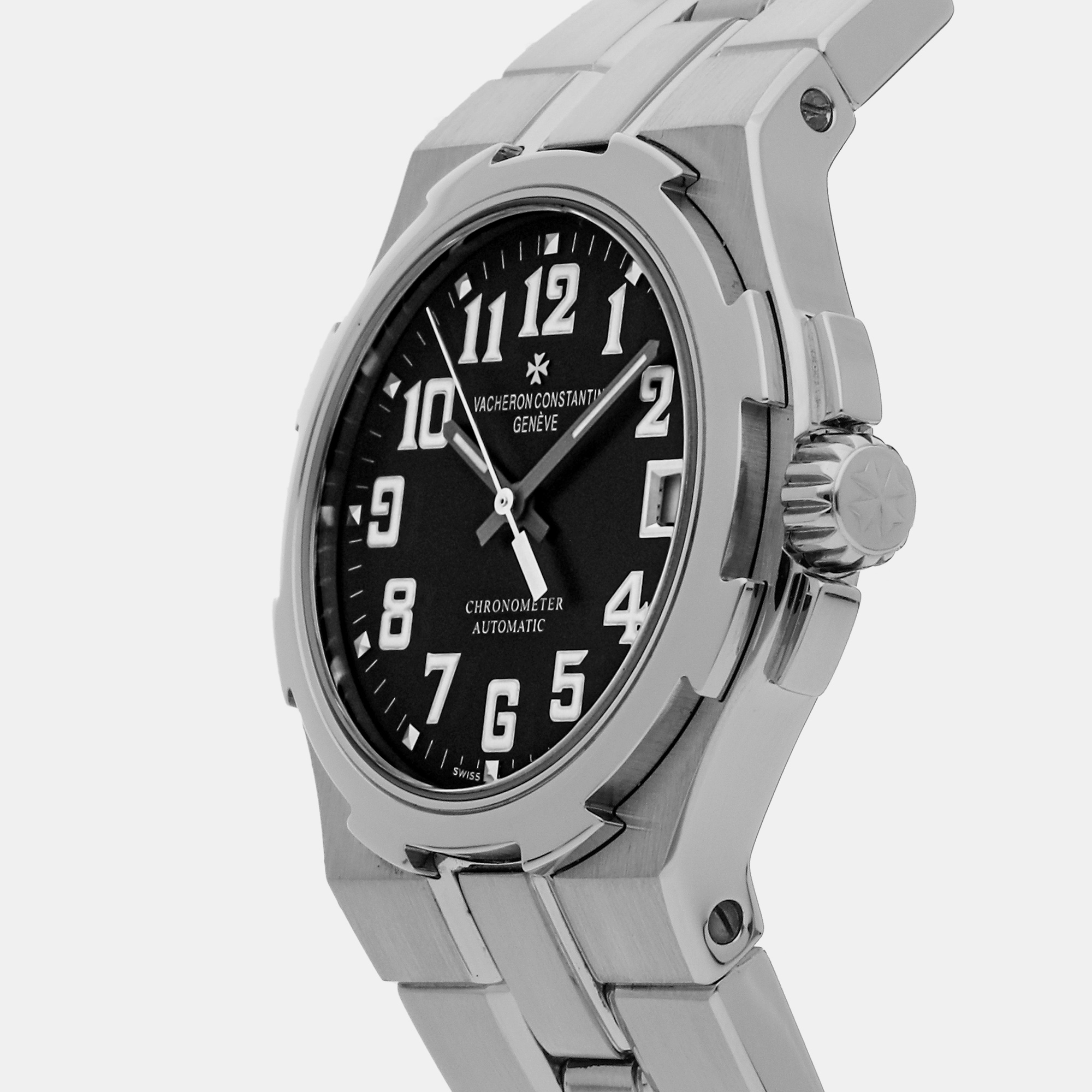 Vacheron Constantin Black Stainless Steel Overseas 42052/423A-8876 Automatic Men's Wristwatch 35 Mm