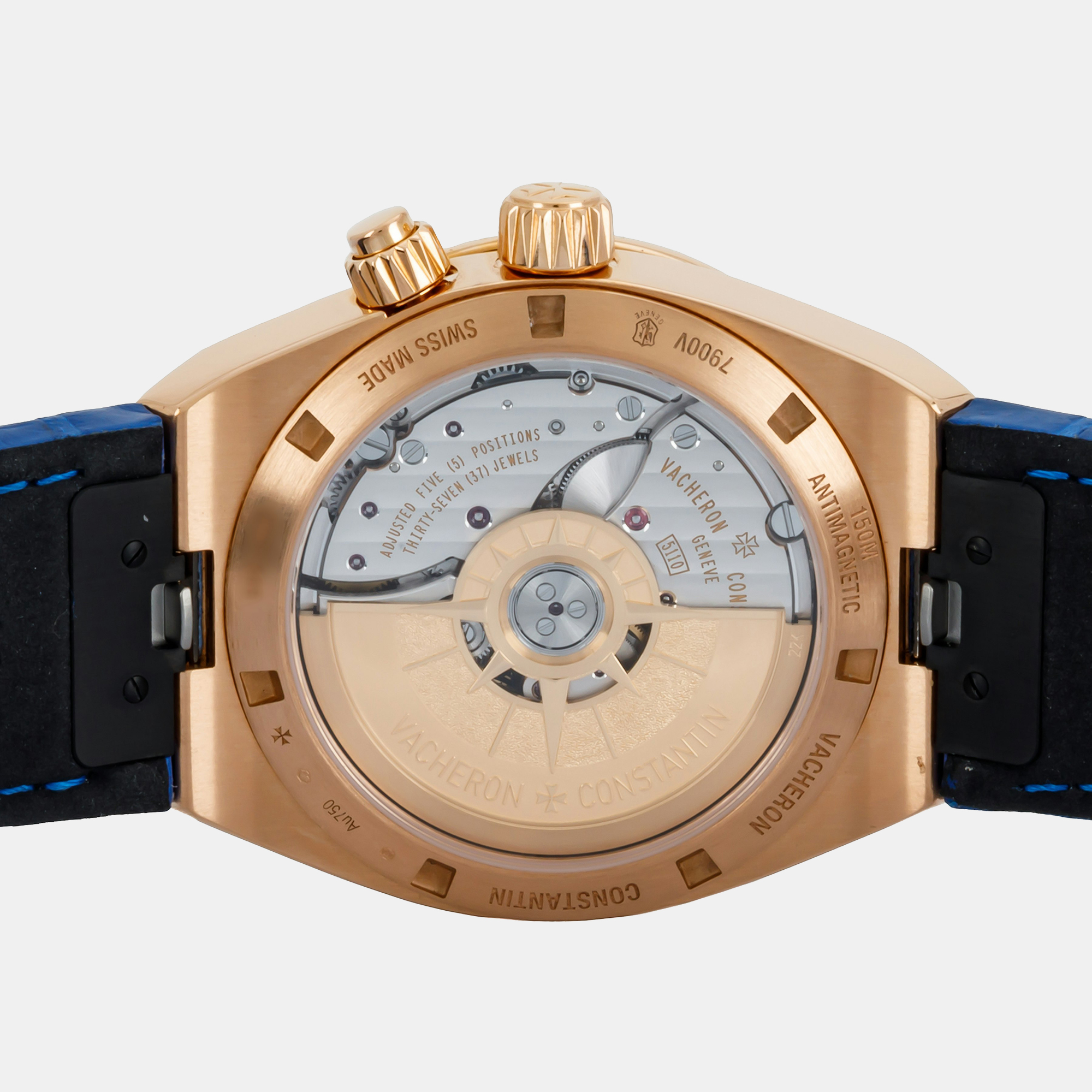 Vacheron Constantin Silver 18k Rose Gold Overseas 7900V/000R-B336 Automatic Men's Wristwatch 41 Mm