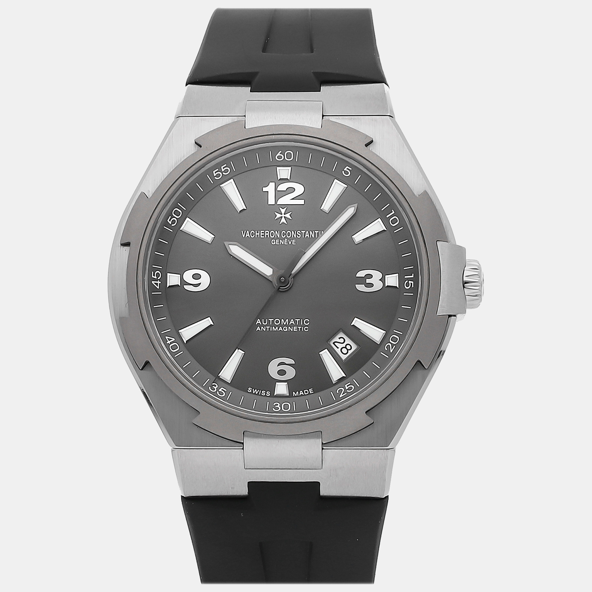 Vacheron constantin grey stainless steel overseas 47040/000m-9500 automatic men's wristwatch 42 mm