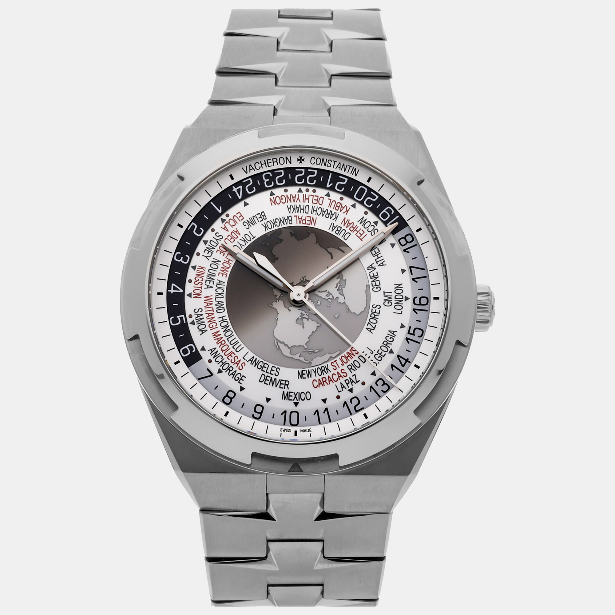 Vacheron constantin silver stainless steel overseas 7700v/110a-b129 automatic men's wristwatch 43 mm