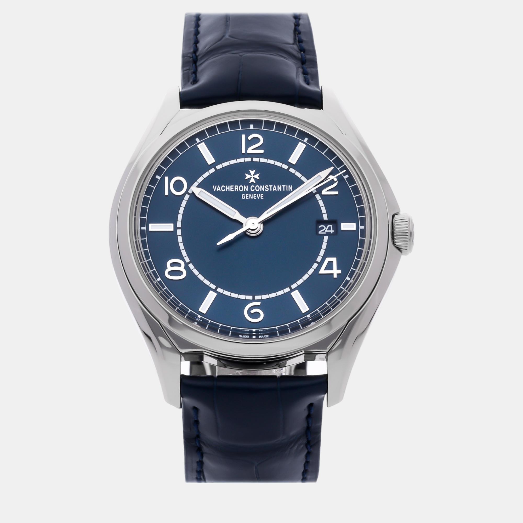 Vacheron constantin blue stainless steel fiftysix 4600e/000a-b487 automatic men's wristwatch 40 mm