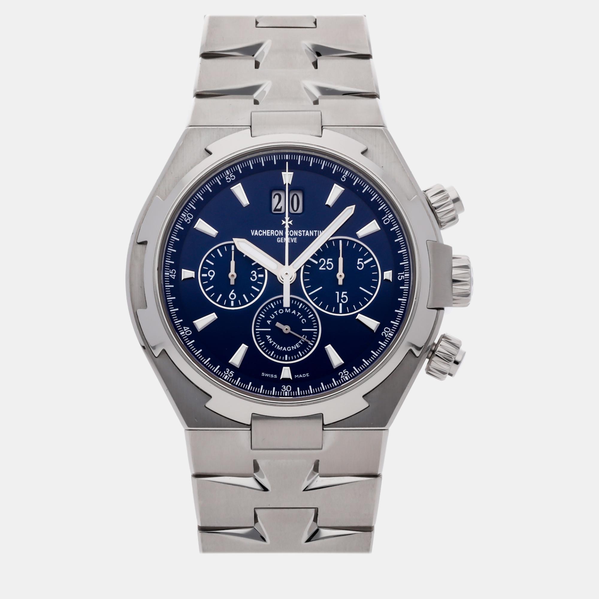 Vacheron constantin blue stainless steel overseas 49150/b01a-9745 automatic men's wristwatch 42 mm