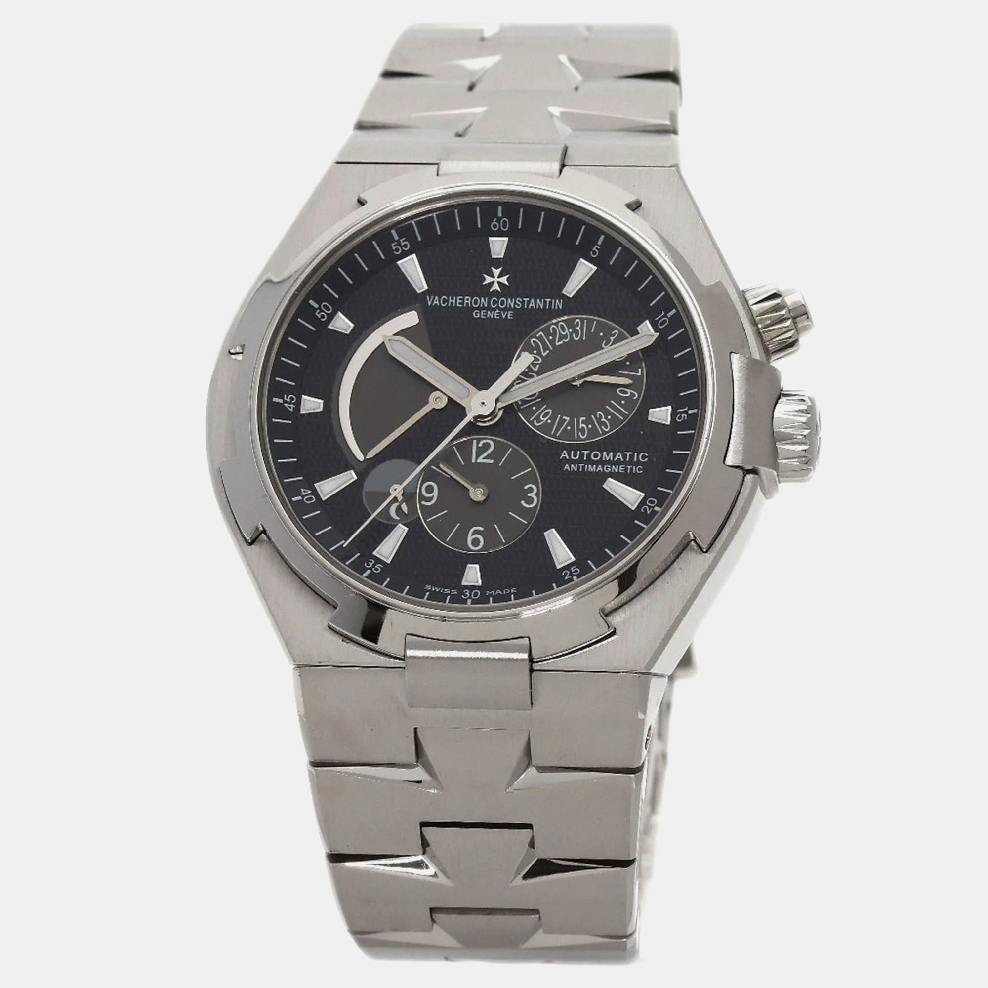Vacheron constantin black stainless steel overseas 47450/b01a-9227 automatic men's wristwatch 42 mm