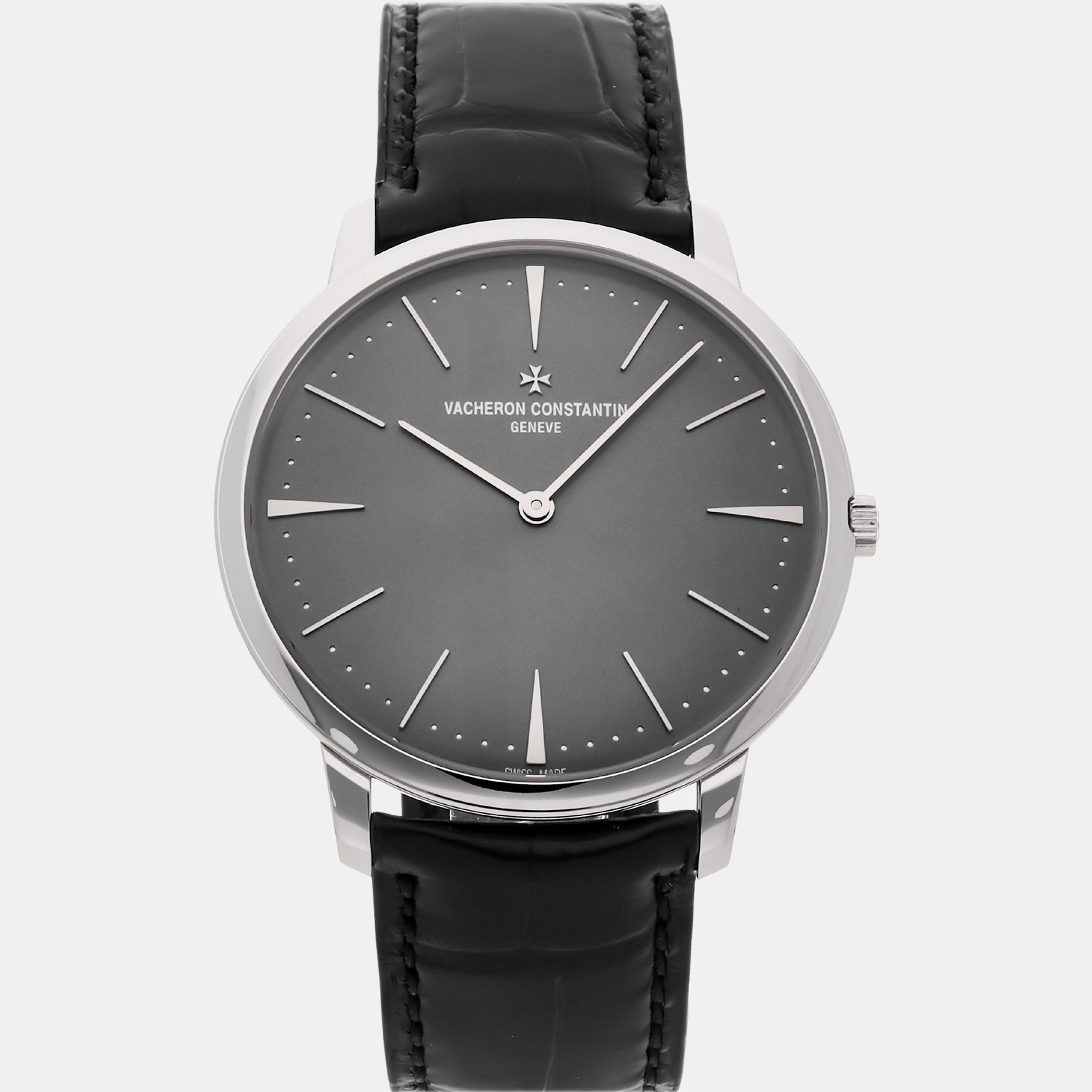 Vacheron constantin grey platinum patrimony manual winding men's wristwatch 40 mm