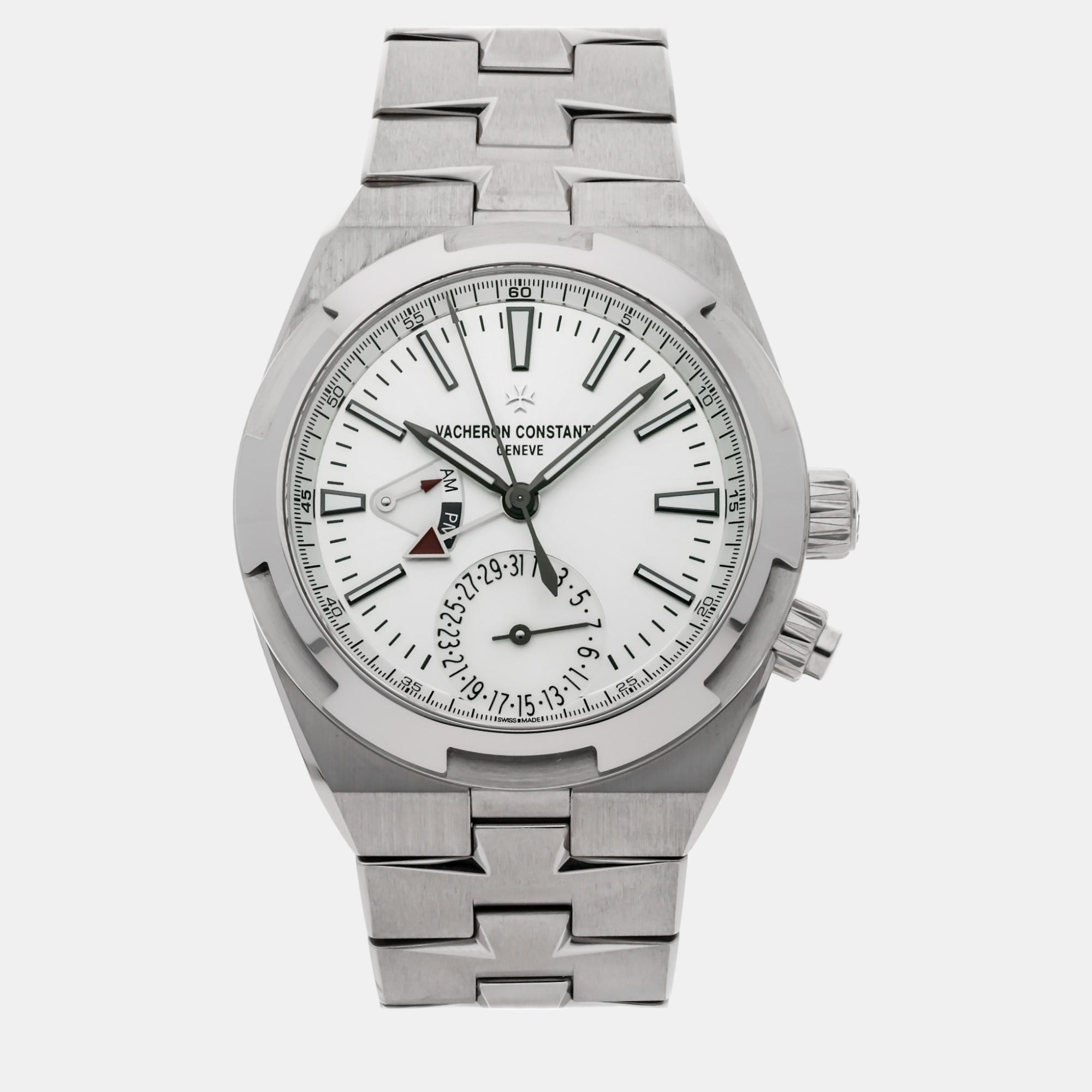 Vacheron constantin silver stainless steel overseas automatic men's wristwatch 41 mm