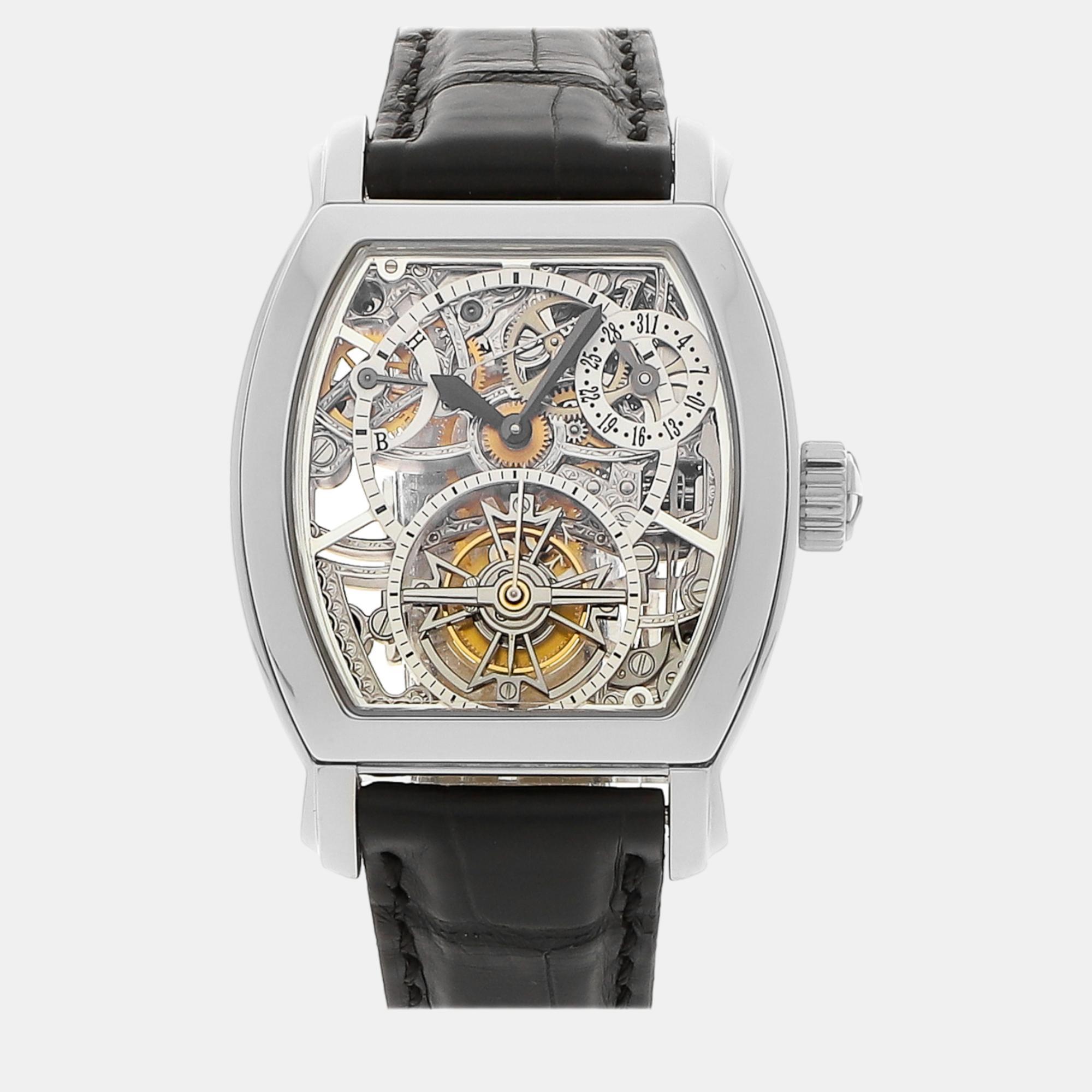 Vacheron constantin transparent  platinum malte manual winding men's wristwatch 36 mm