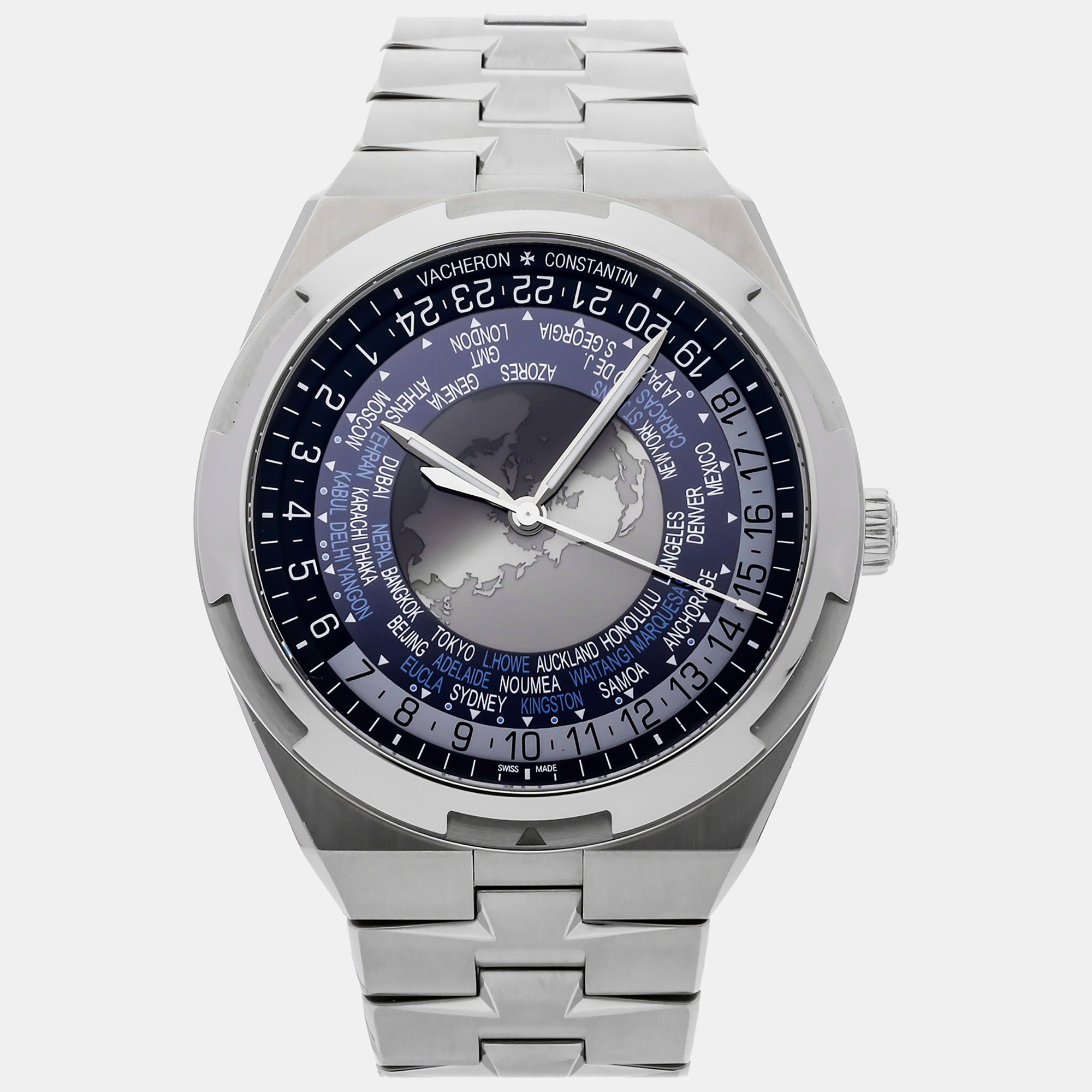 Vacheron constantin blue stainless steel overseas 7700v/110a-b172 automatic men's wristwatch 43 mm
