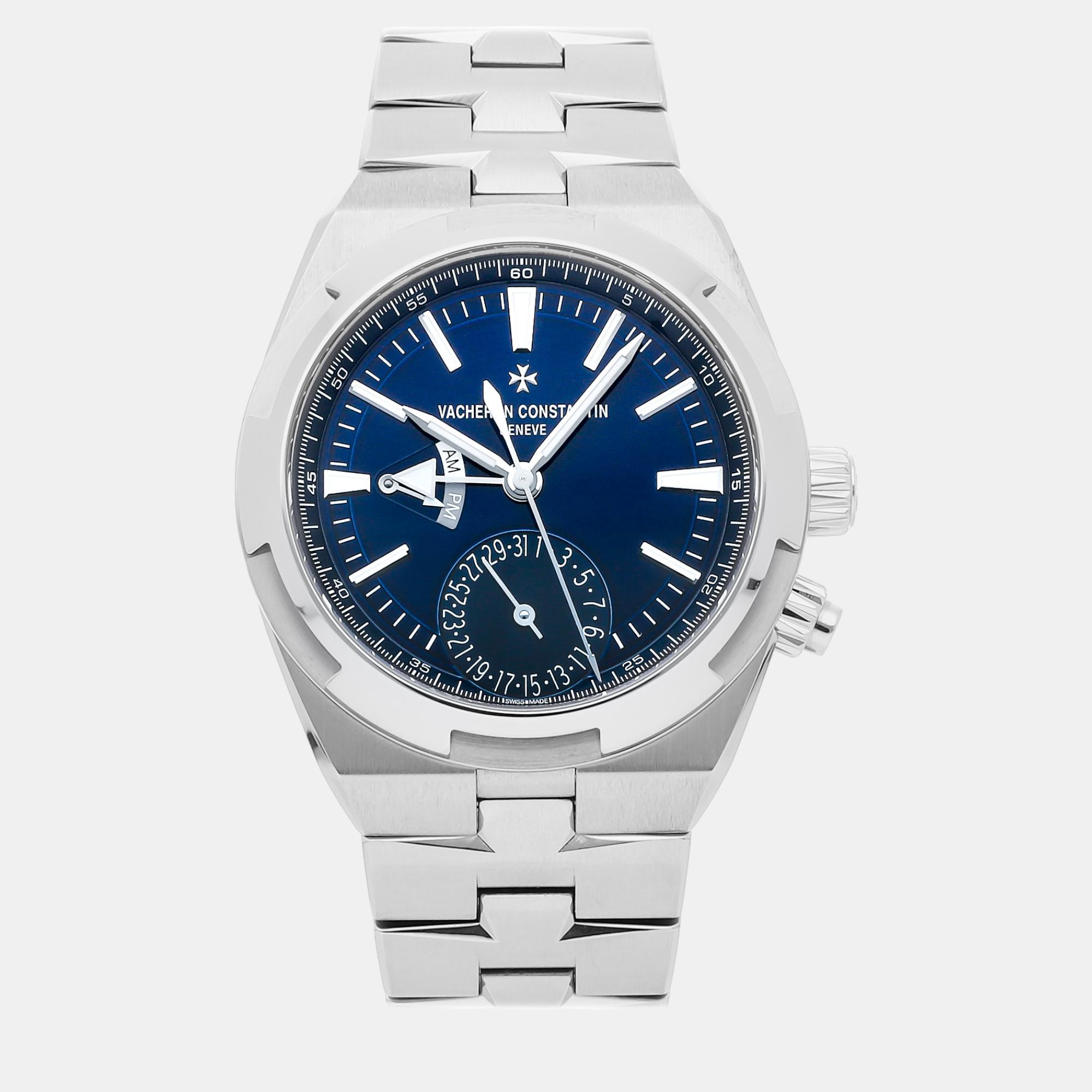 Vacheron constantin blue stainless steel overseas 7900v/110a-b334 automatic men's wristwatch 41 mm
