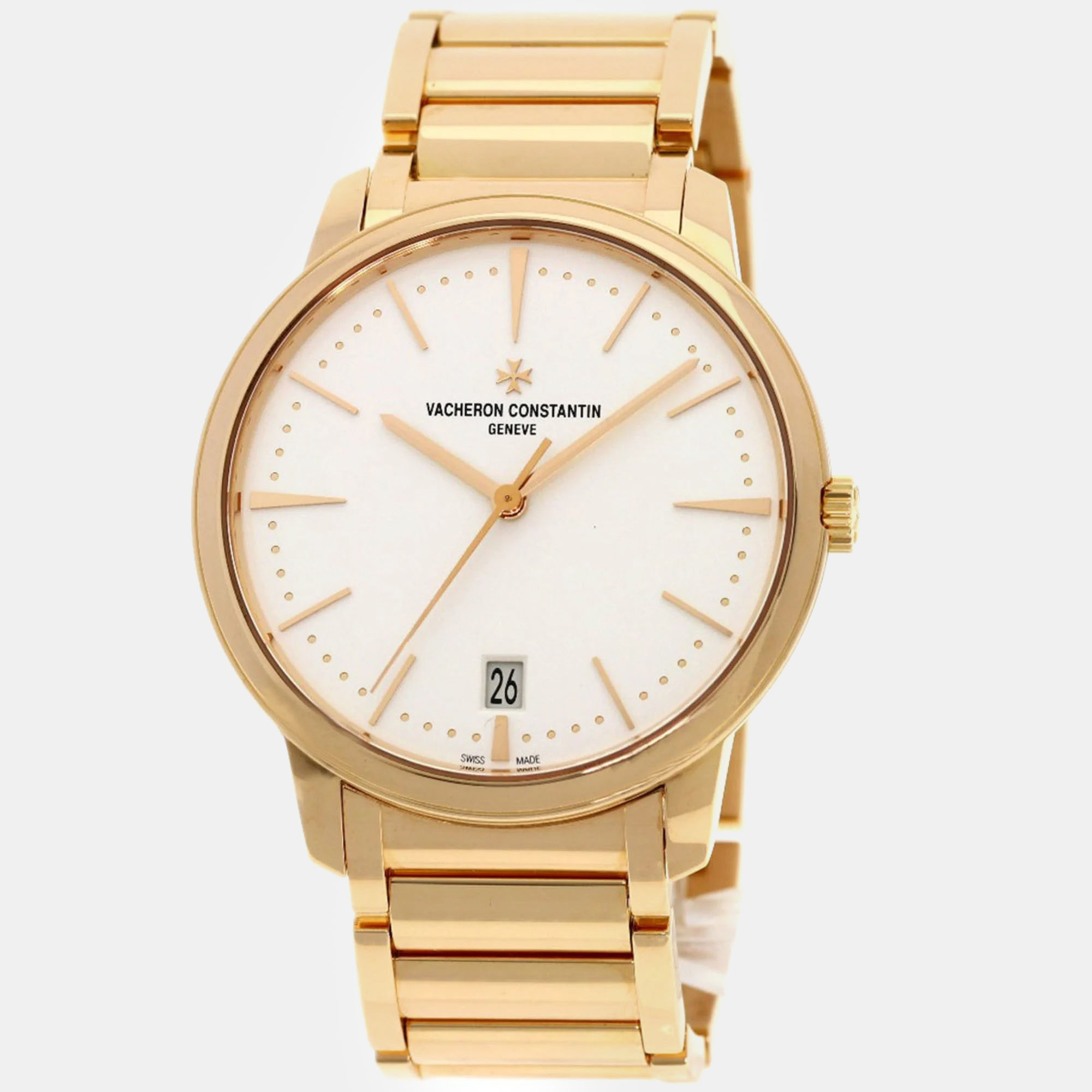 Vacheron constantin white 18k rose gold patrimony 4100u 110r-b180  automatic men's wristwatch 36.5 mm