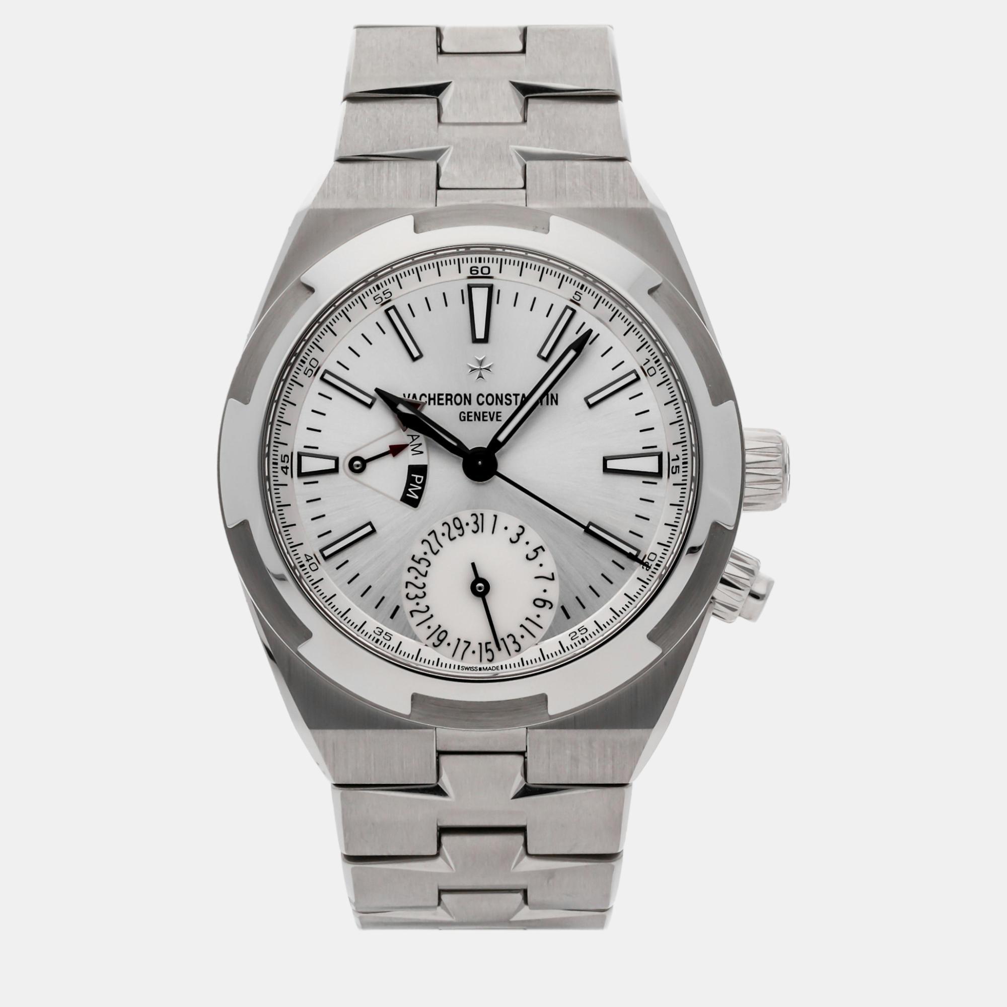 Vacheron constantin silver stainless steel overseas automatic men's wristwatch 41 mm