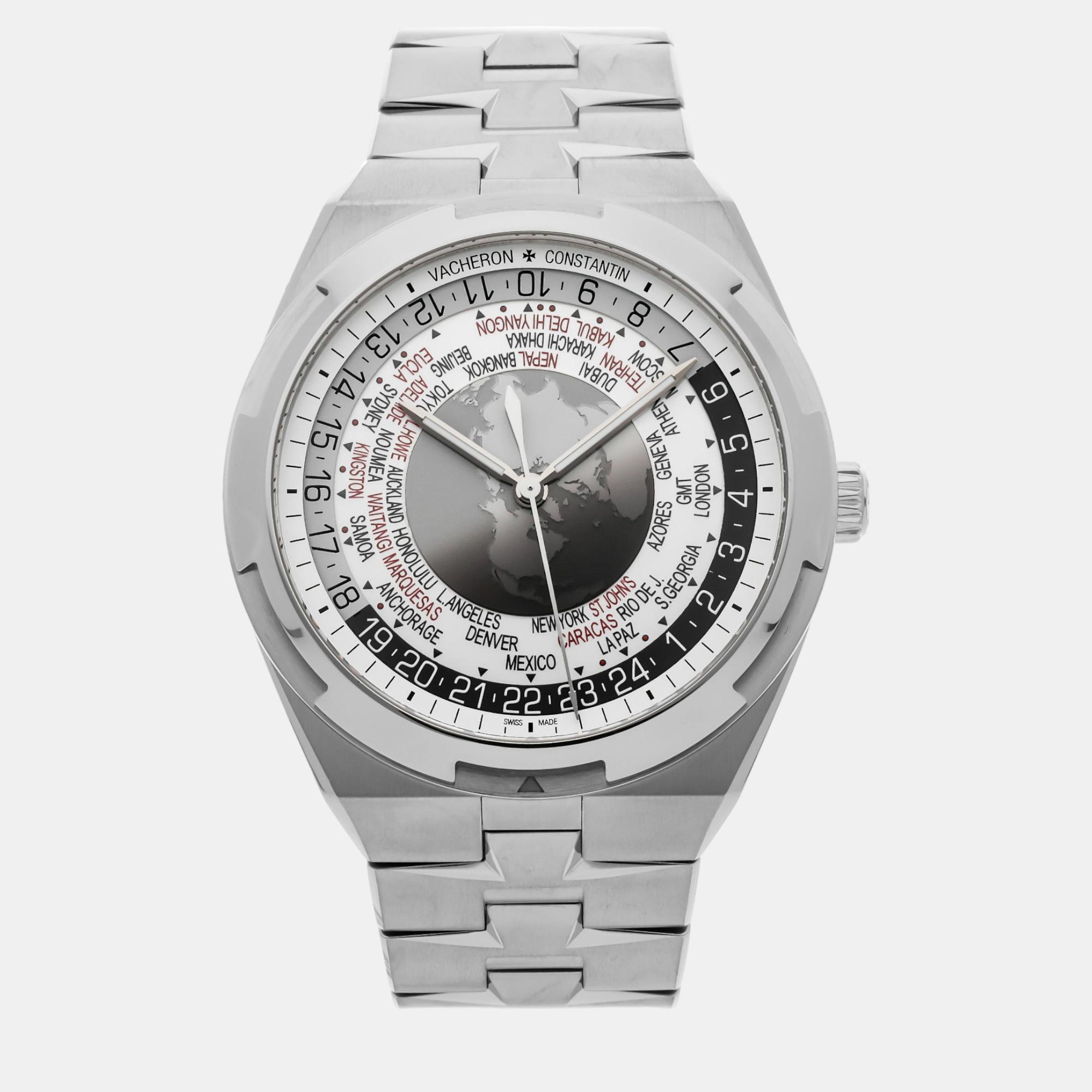 Vacheron constantin silver stainless steel overseas automatic men's wristwatch 43 mm
