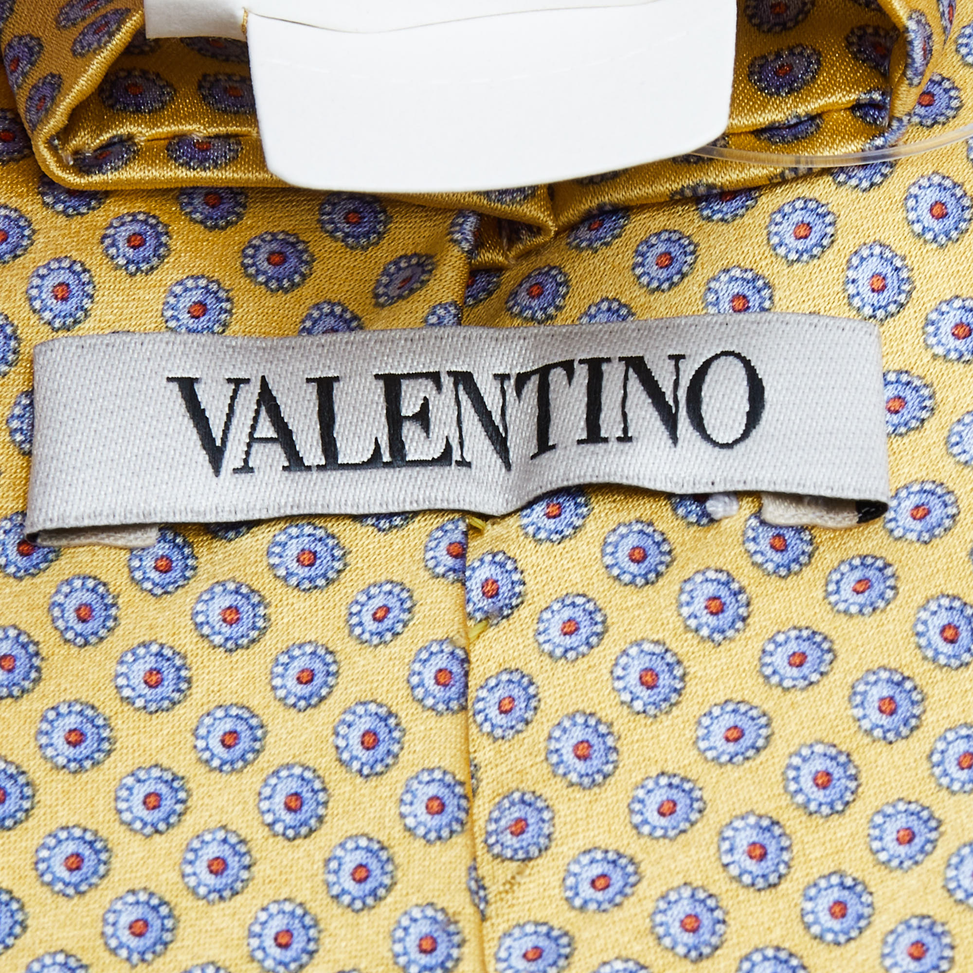 Valentino Yellow Printed Silk Tie
