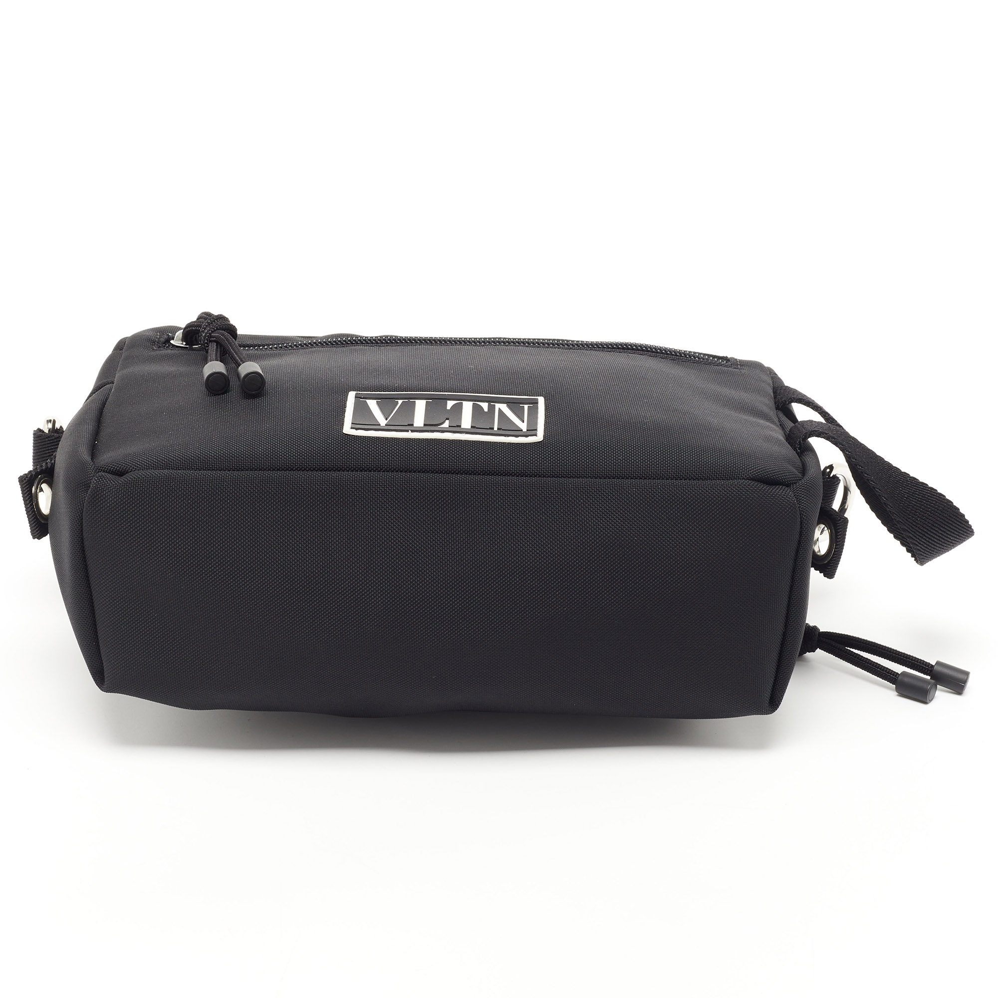 Valentino Black Nylon VLTN Front Pocket Messenger Bag