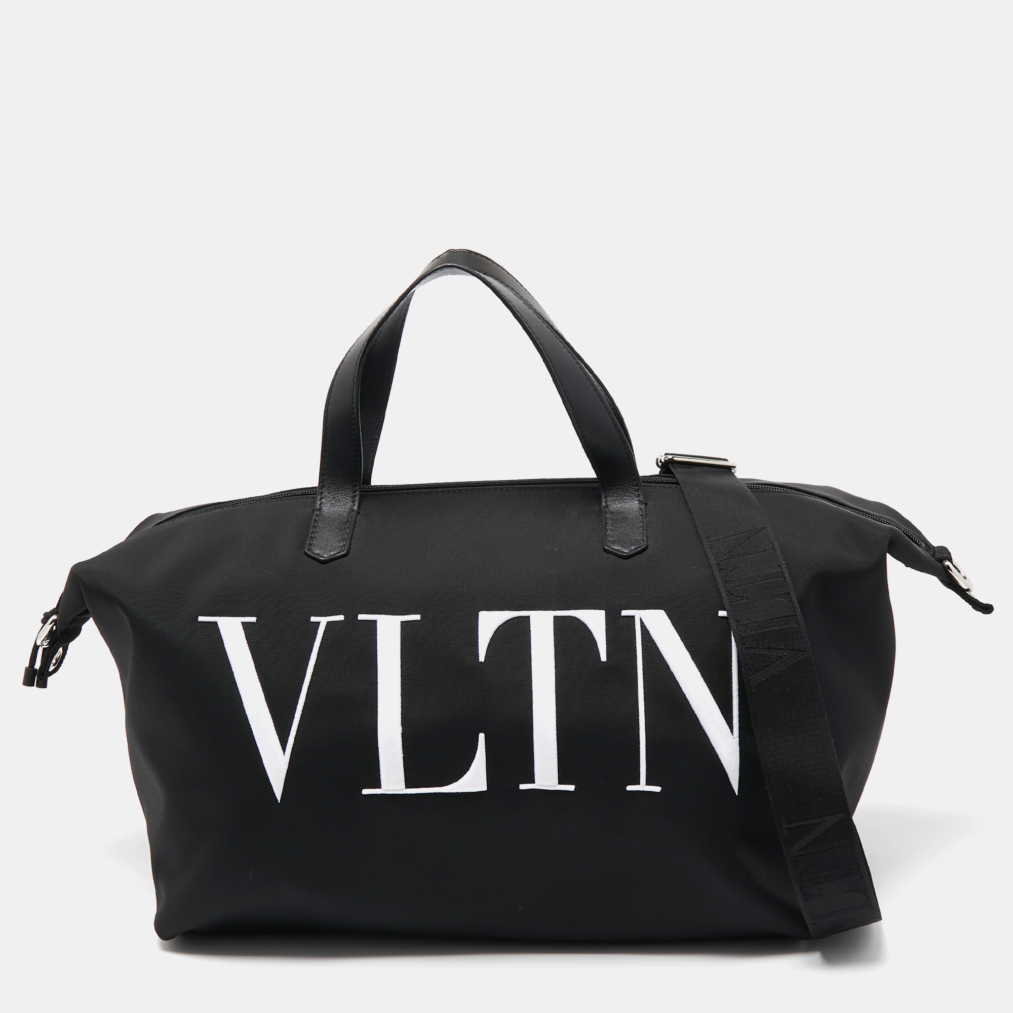 Valentino Black Nylon VLTN Weekender Bag