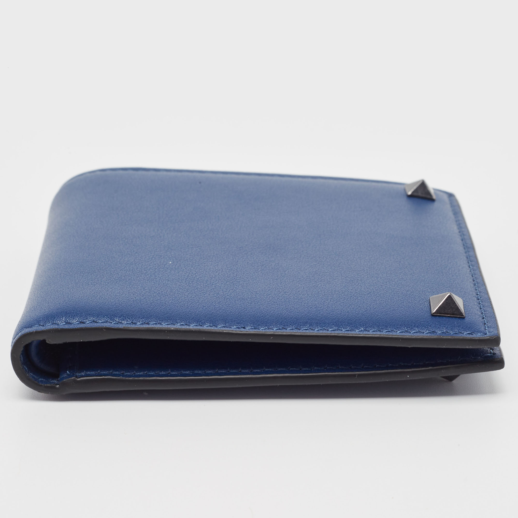 Valentino Blue Leather Rockstud Bifold Wallet