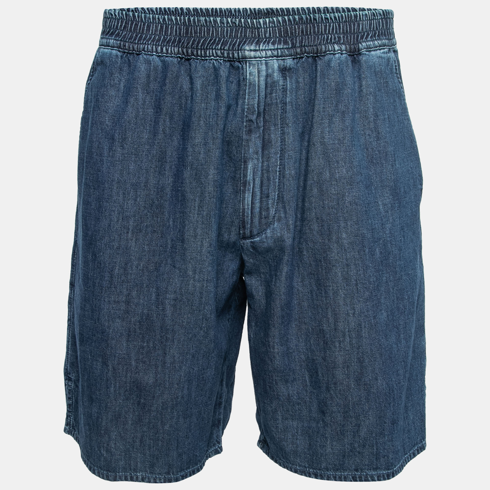 Valentino blue denim elastic waist shorts m
