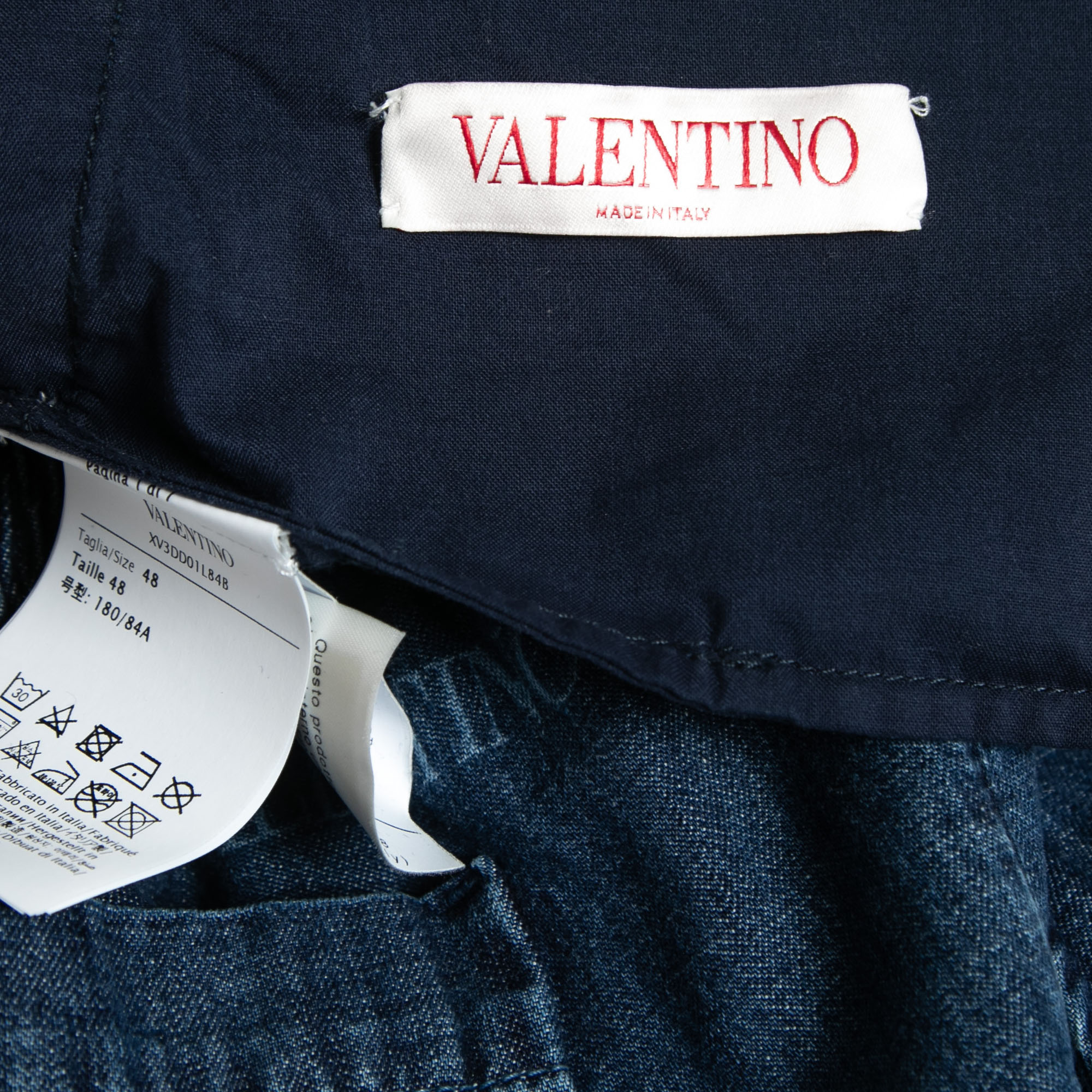 Valentino Blue Denim Elastic Waist Shorts M