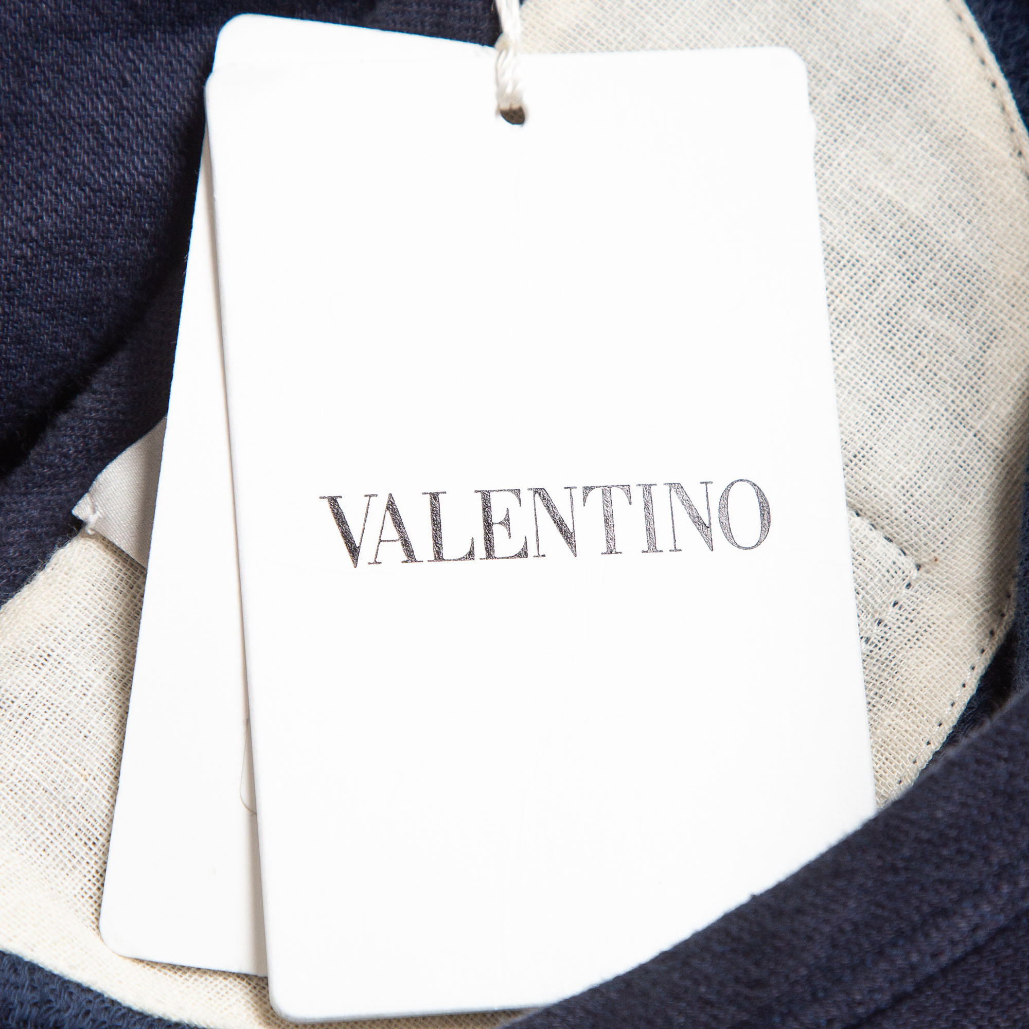 Valentino Navy Blue Distressed Linen Blend Beaded Sweatshirt XS