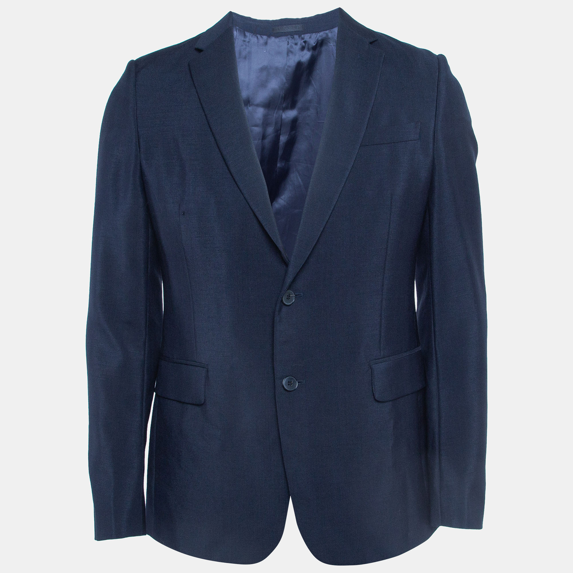 Valentino navy blue mohair wool single breasted blazer s