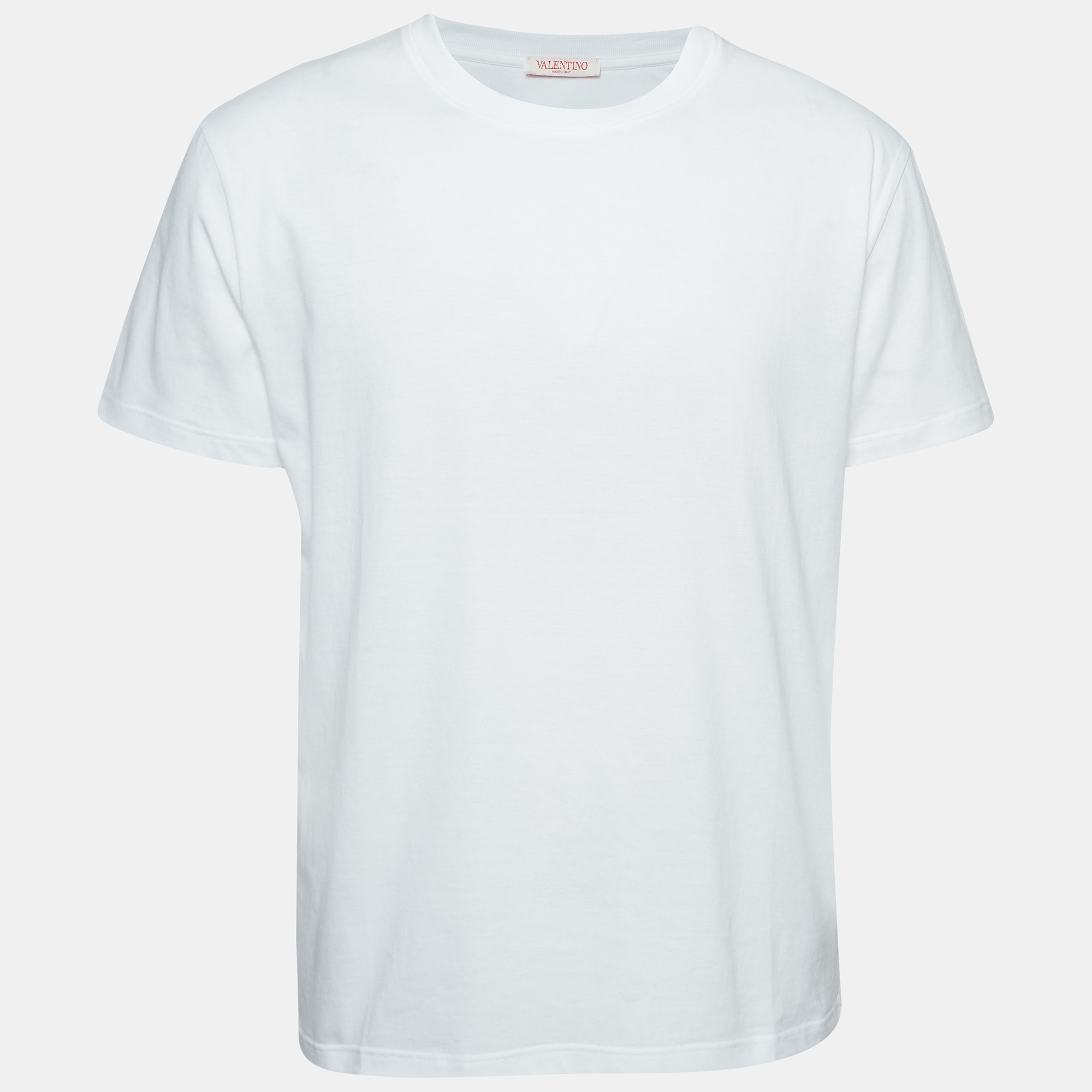 Valentino white solid cotton jersey t-shirt l