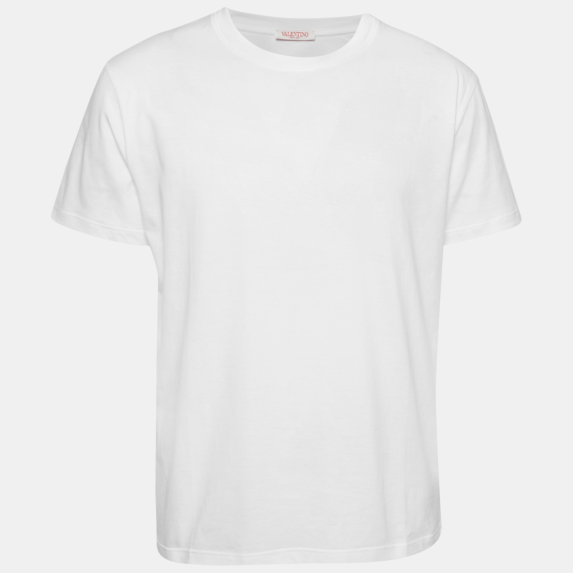 Valentino white solid cotton jersey t-shirt l