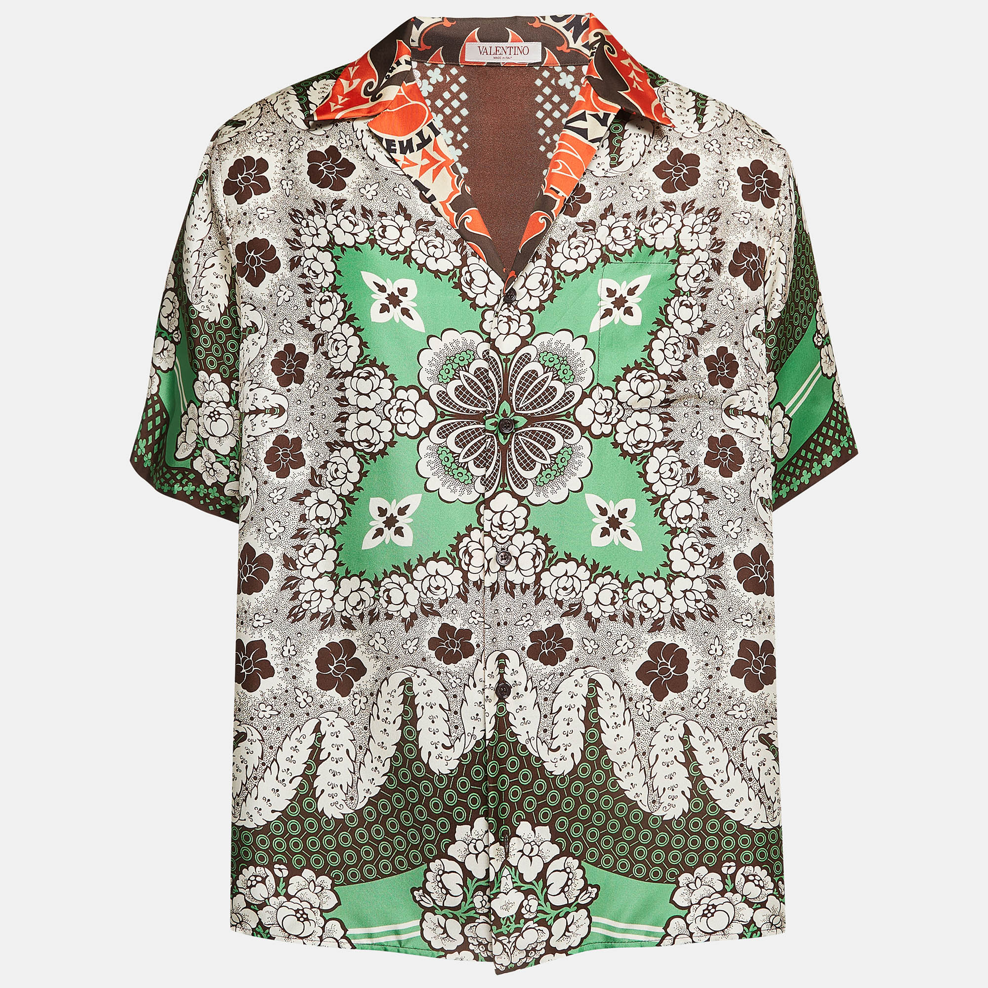 

Valentino Peony Printed Twill Silk Shirt, Multicolor