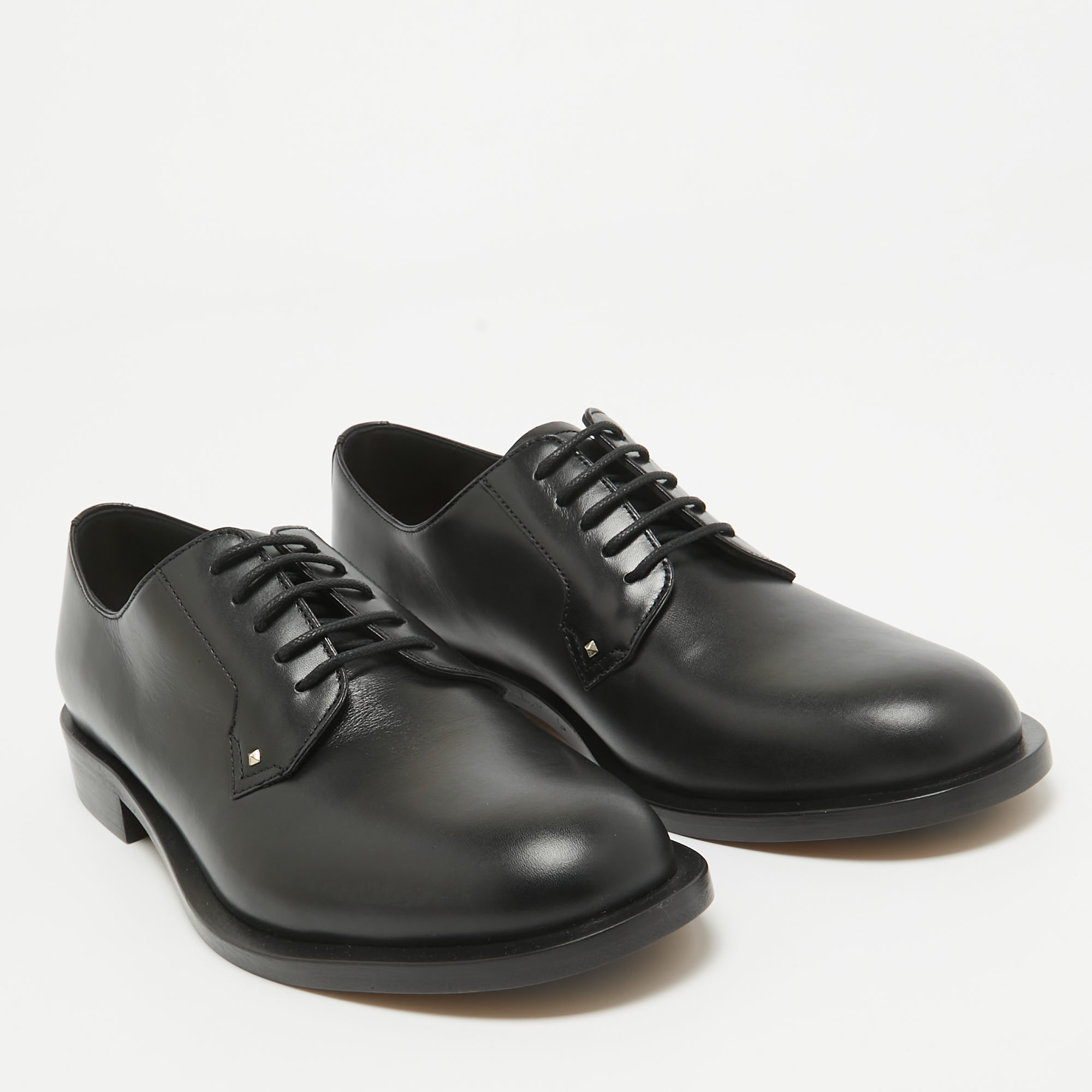 Valentino Black Leather Lace Up Oxfords Size 39