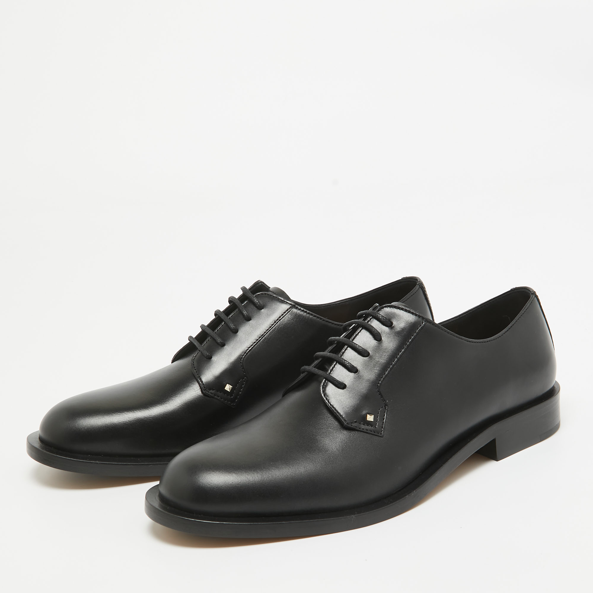 Valentino Black Leather Lace Up Oxfords Size 39