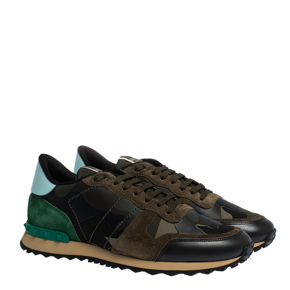 Valentino Military Green Fabric and Leather Camouflage Rockrunner Trainer Sneakers Size
Valentino Military Green Fabric and Leather Camouflage Rockrunner Trainer Sneakers Size